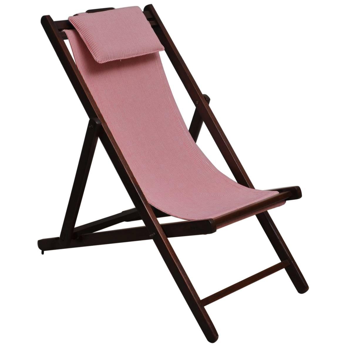 Folding and Adjustable Sling-Back Lounge Chair, 1940s British Campaign