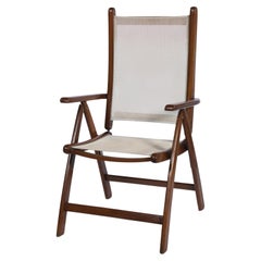 Folding and Adjustable Teak and Mesh Seat Patio or Side Chair
