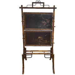 Antique Folding Bamboo and Lacquer Table