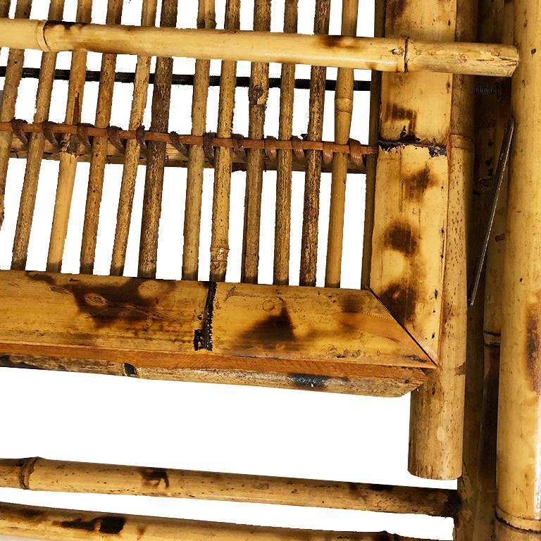 Folding Bamboo Tiger Wood Zebra Patio or Lawn Chair British Colonial