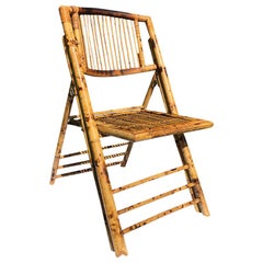 Folding Bamboo Tiger Wood Zebra Patio or Lawn Chair British Colonial Style