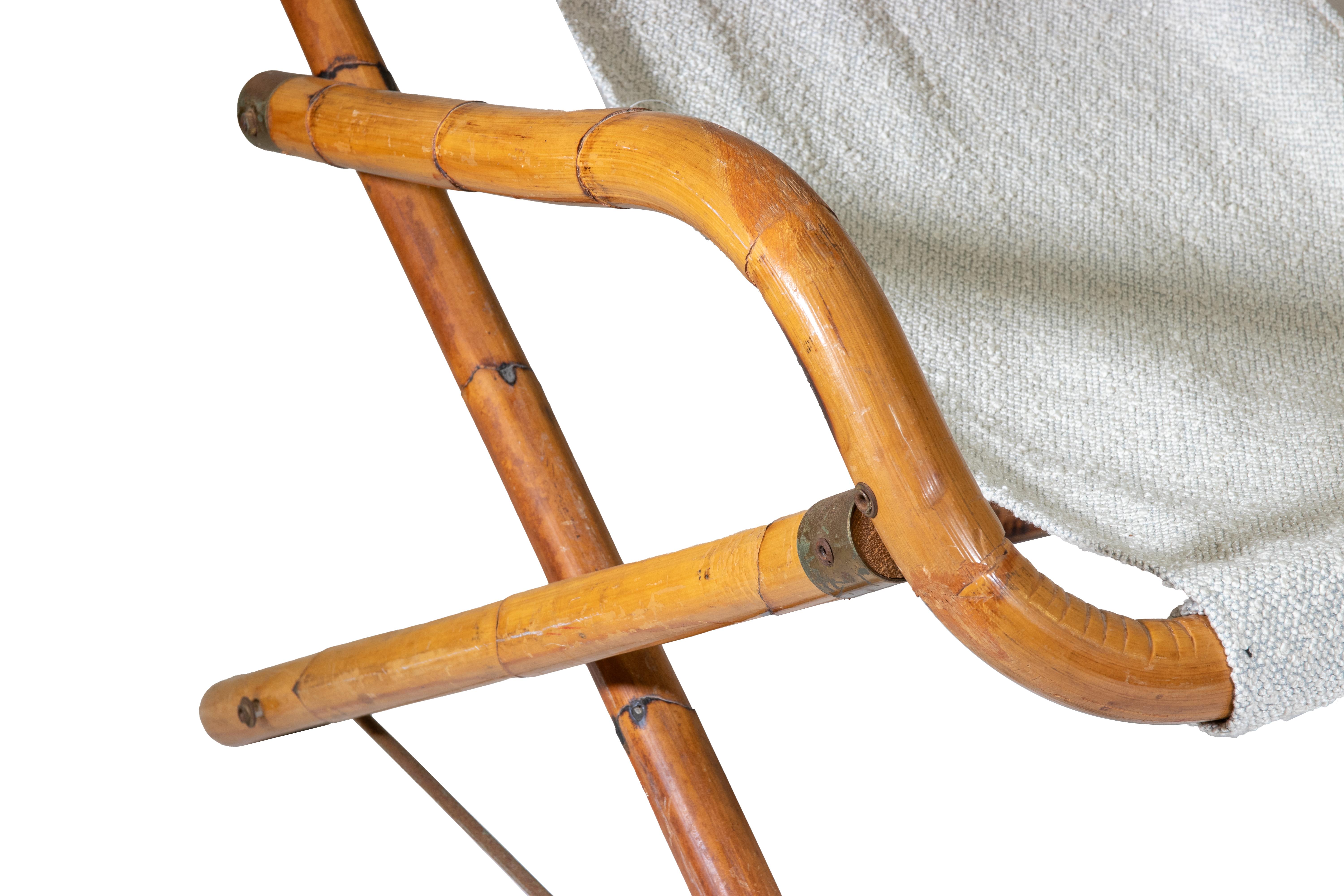 Folding Bambu Deckchair, Italy 1960s In Good Condition For Sale In Roma, IT