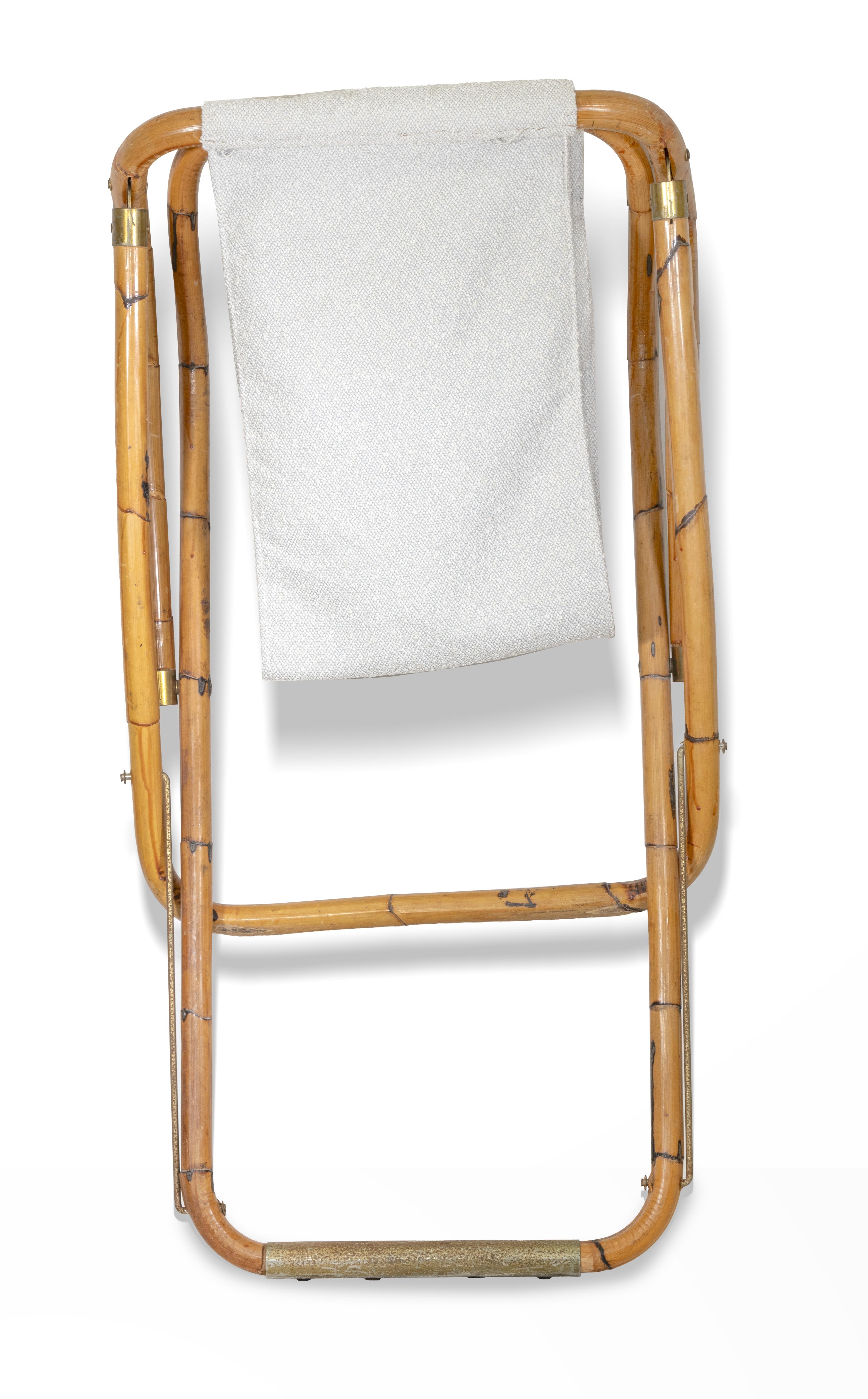 Mid-20th Century Folding Bambu Deckchair, Italy 1960s For Sale
