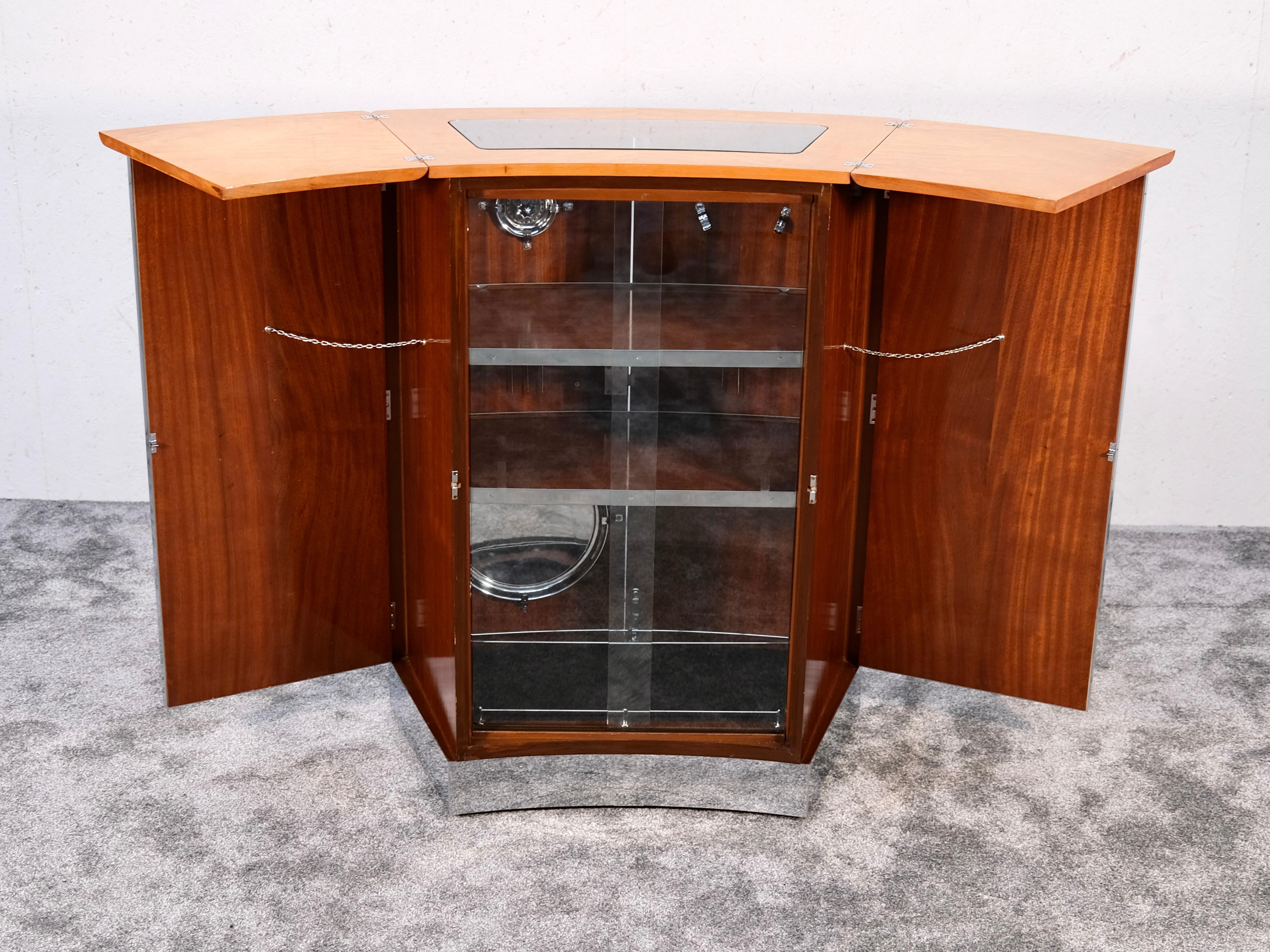 Folding Bar Counter in High Gloss Nutwood, England 1930s Art Deco 8