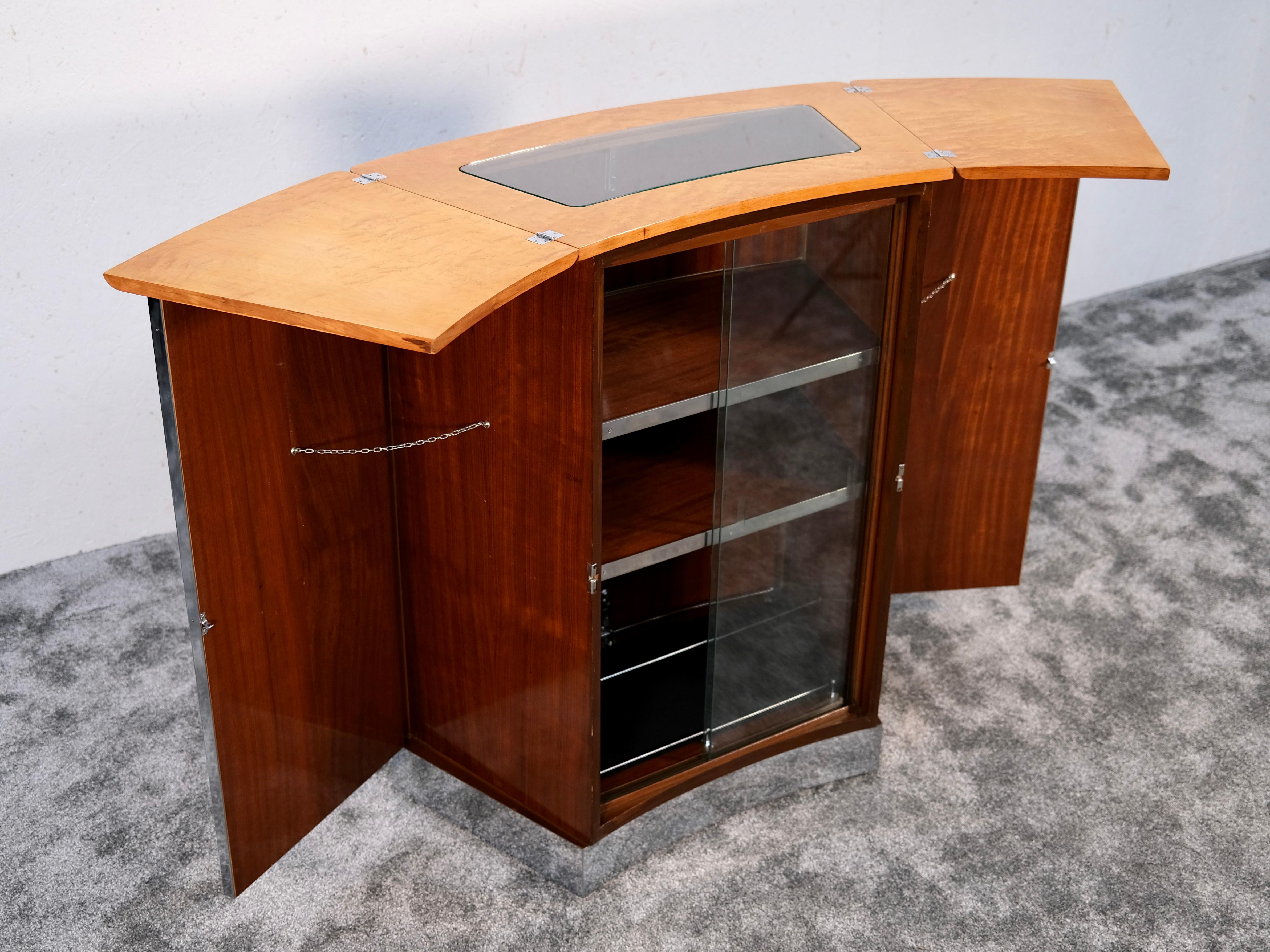 Folding Bar Counter in High Gloss Nutwood, England 1930s Art Deco 10