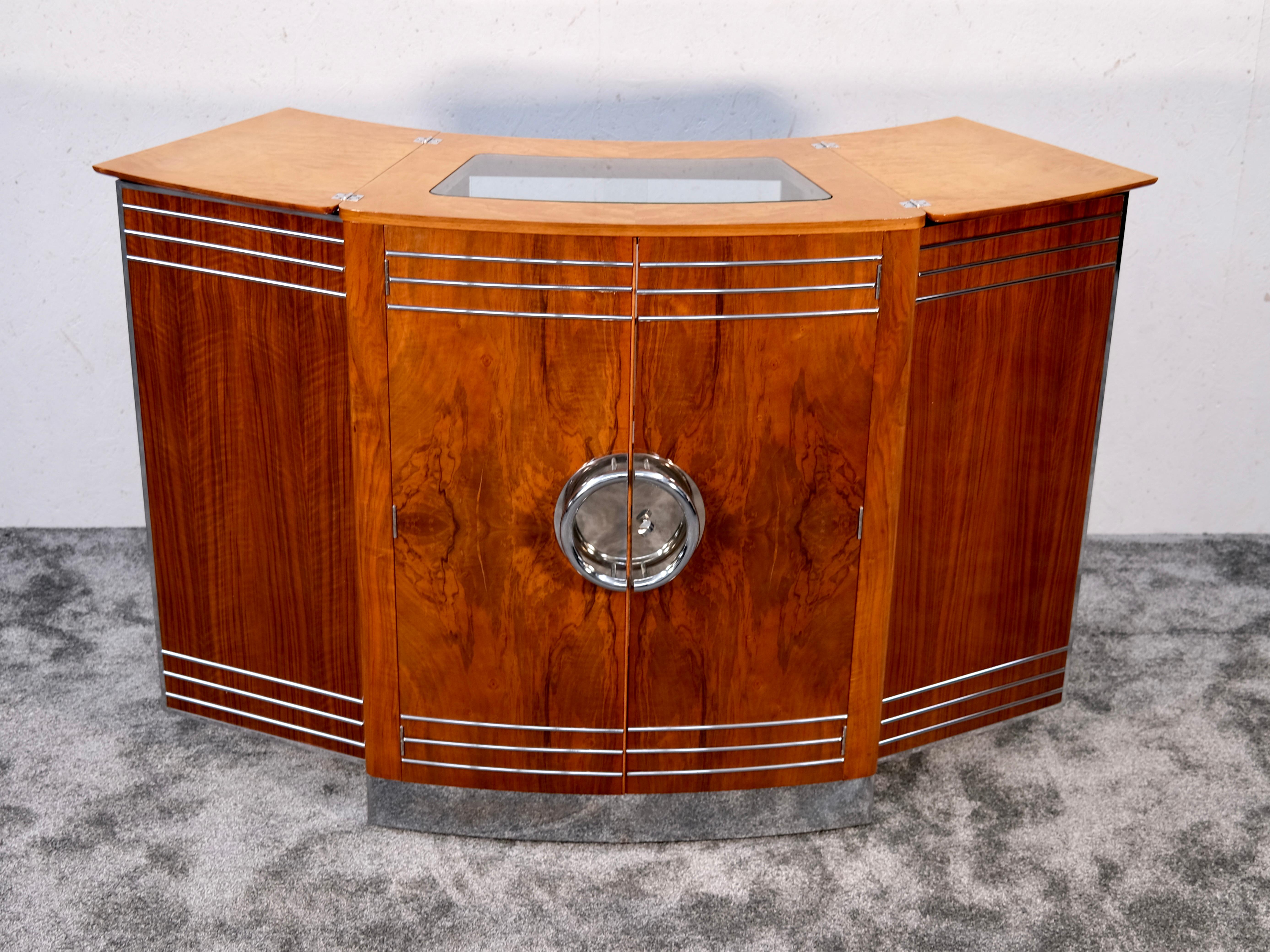 20th Century Folding Bar Counter in High Gloss Nutwood, England 1930s Art Deco