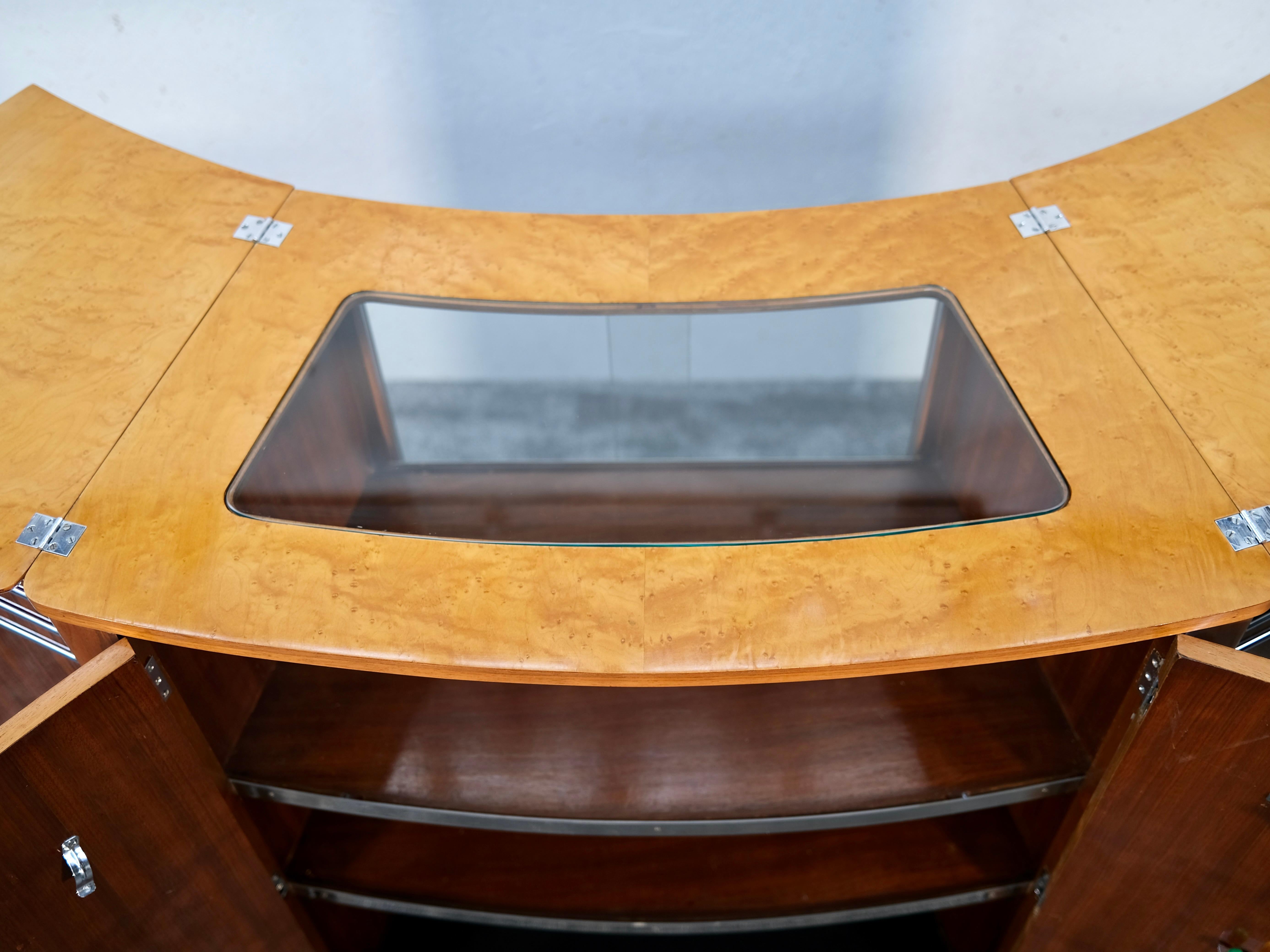 Folding Bar Counter in High Gloss Nutwood, England 1930s Art Deco 2
