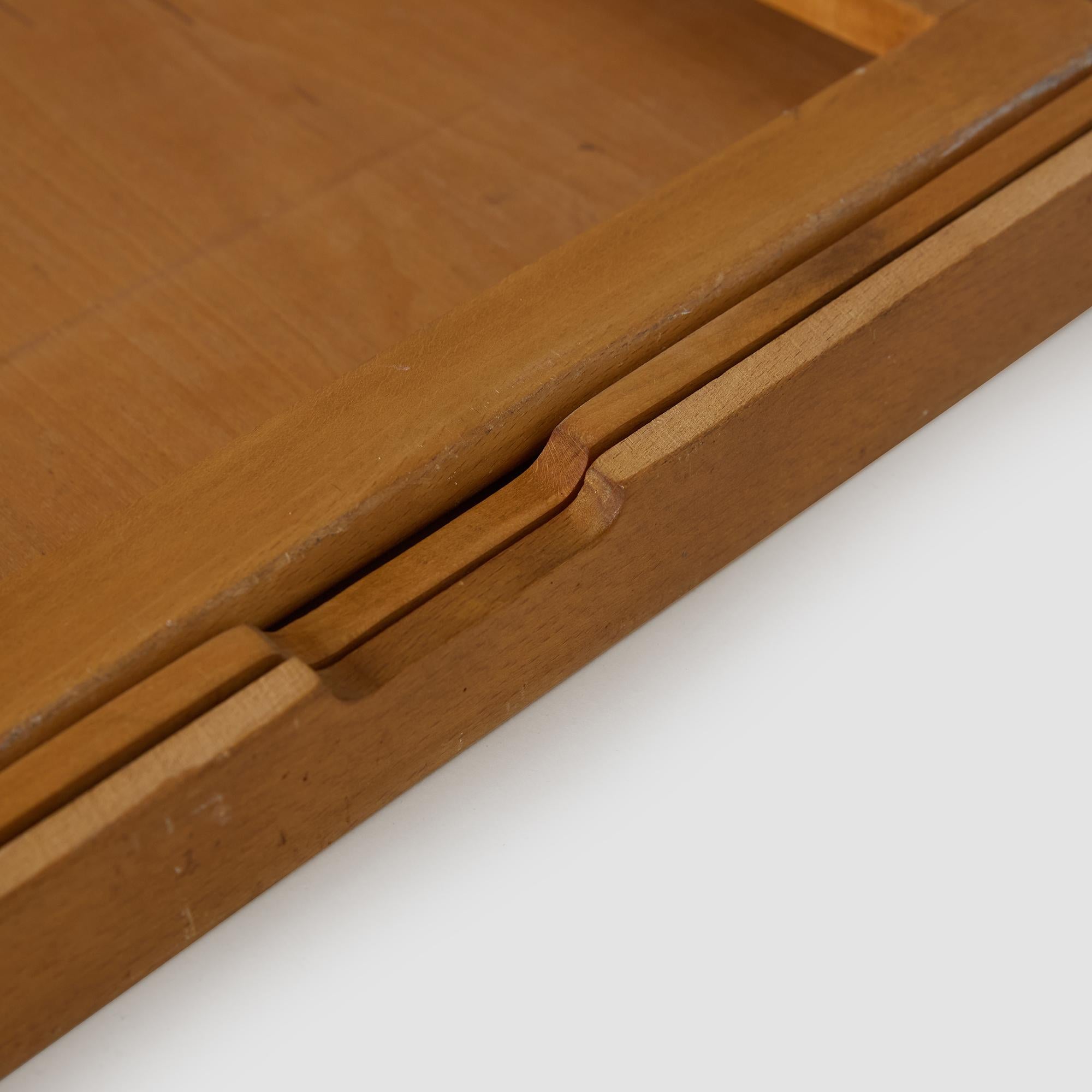 Brass Folding Beech Table by Mogens Koch for Rud Rasmussen For Sale