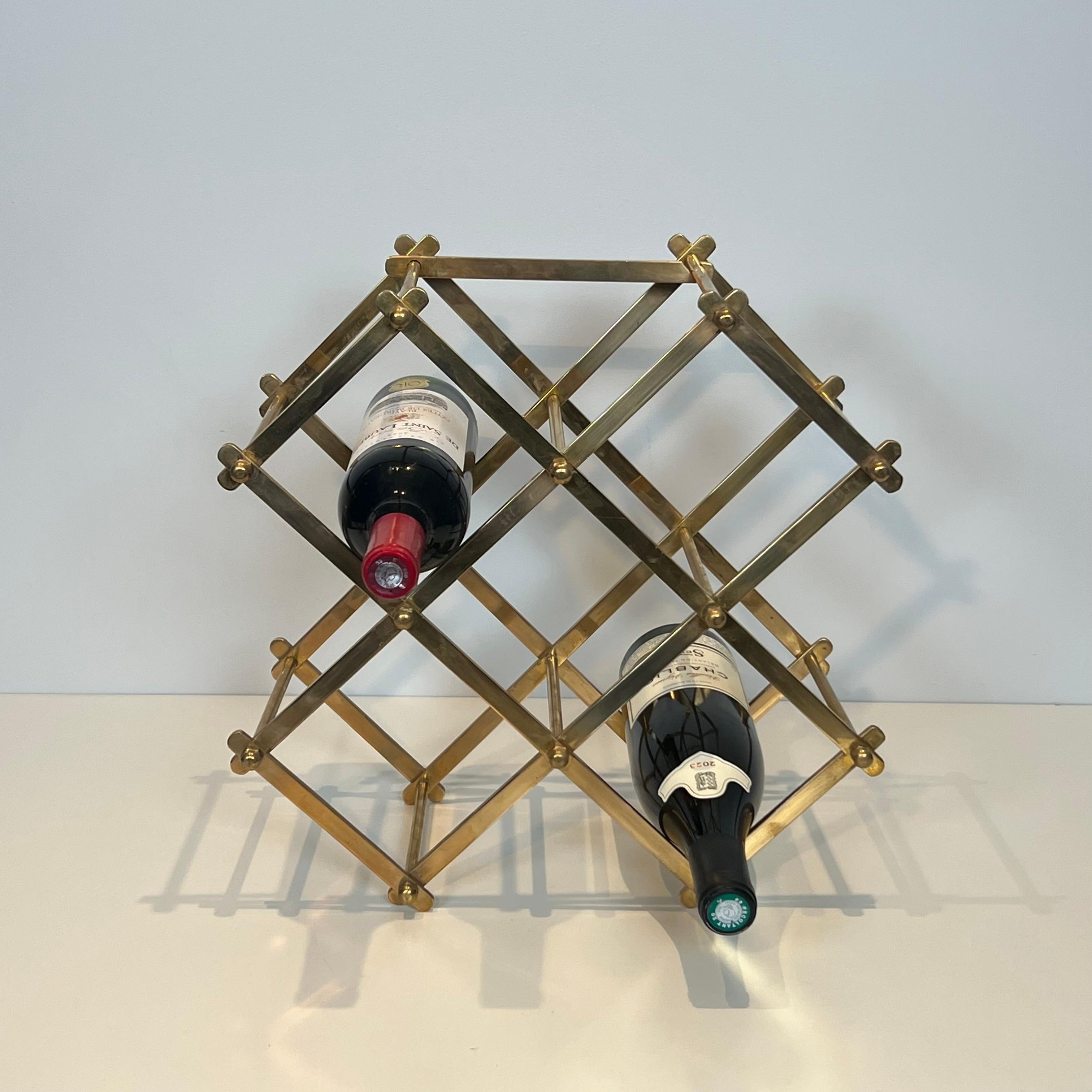 Mid-Century Modern Folding Brass Bottles Holder For Sale