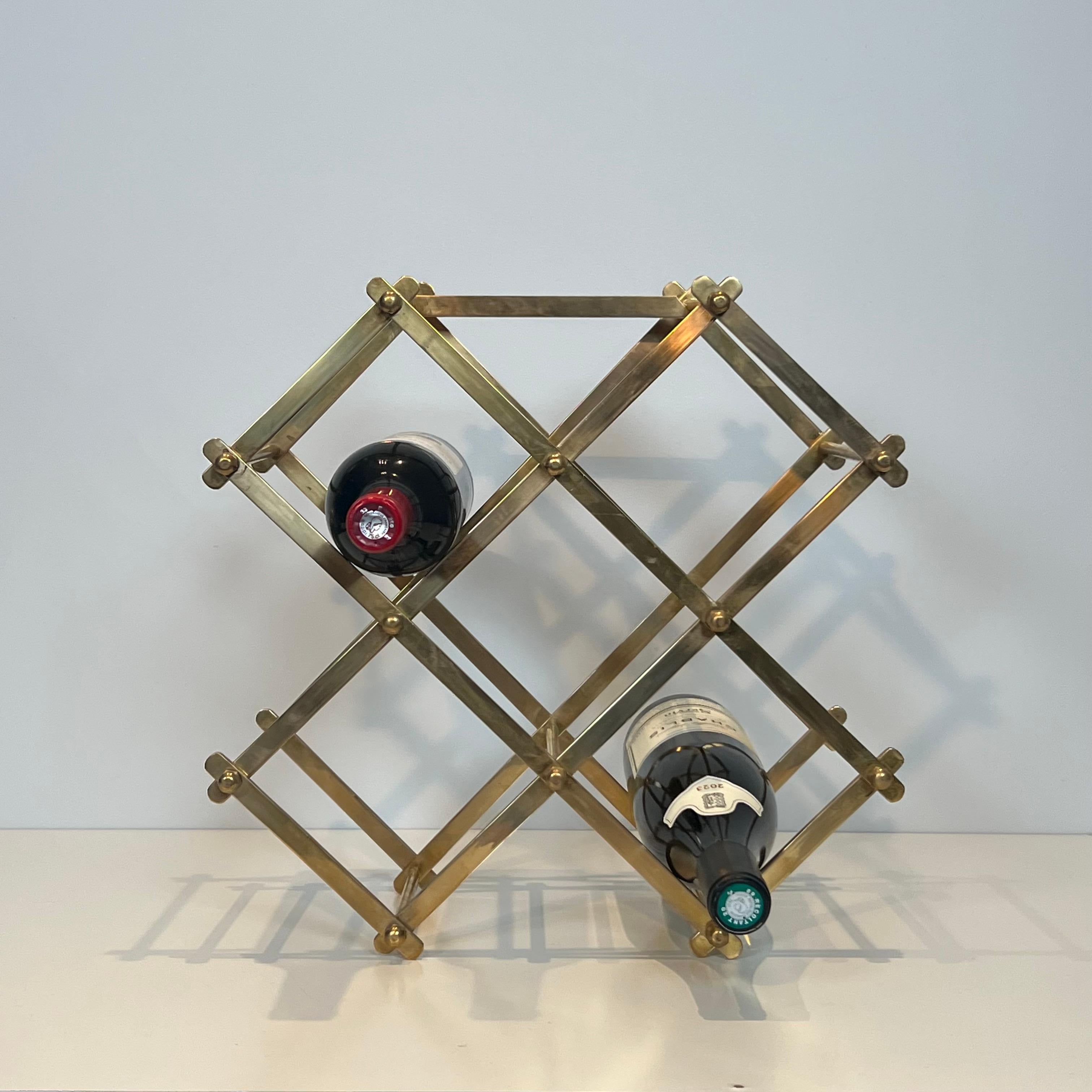 French Folding Brass Bottles Holder For Sale