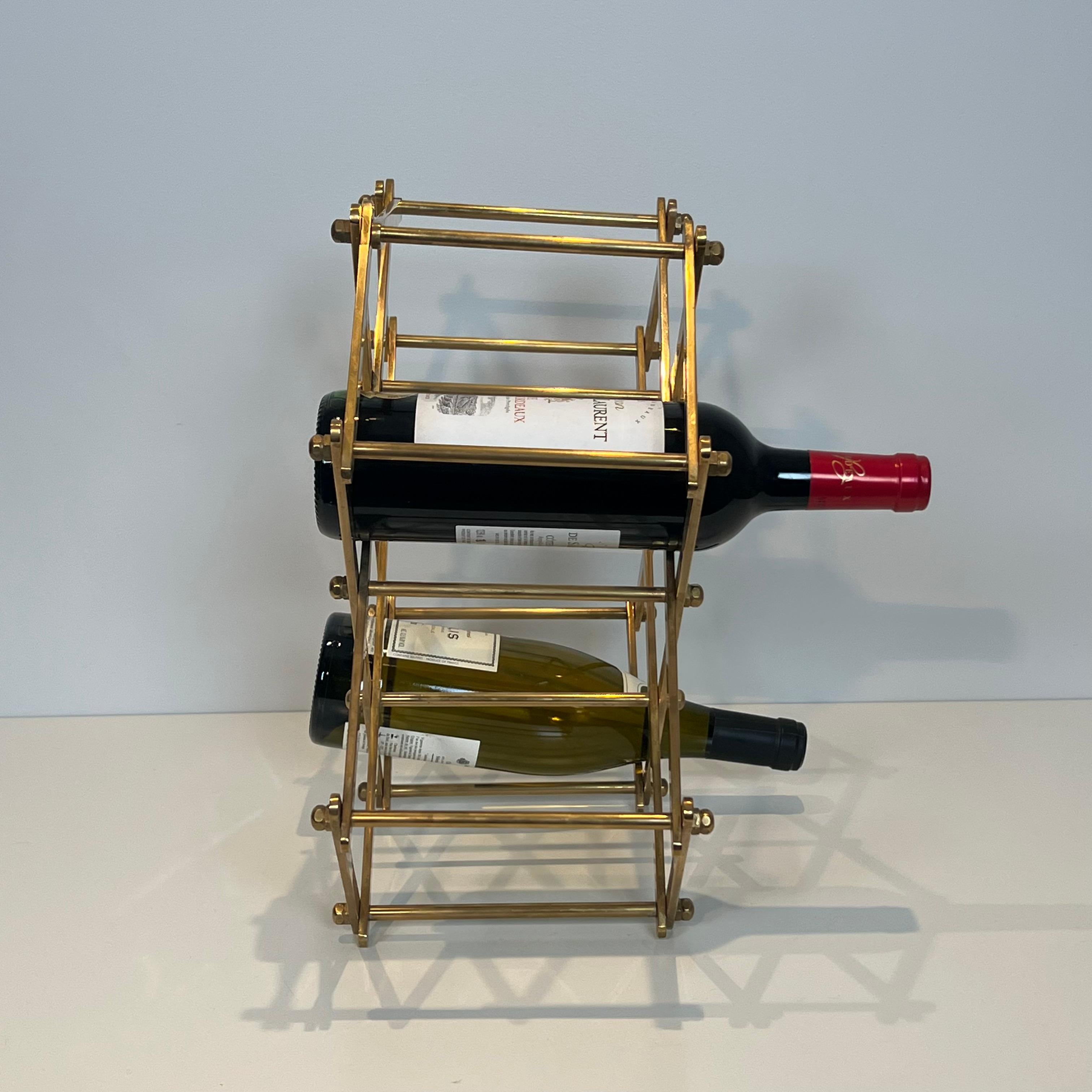 Folding Brass Bottles Holder In Good Condition For Sale In Marcq-en-Barœul, Hauts-de-France