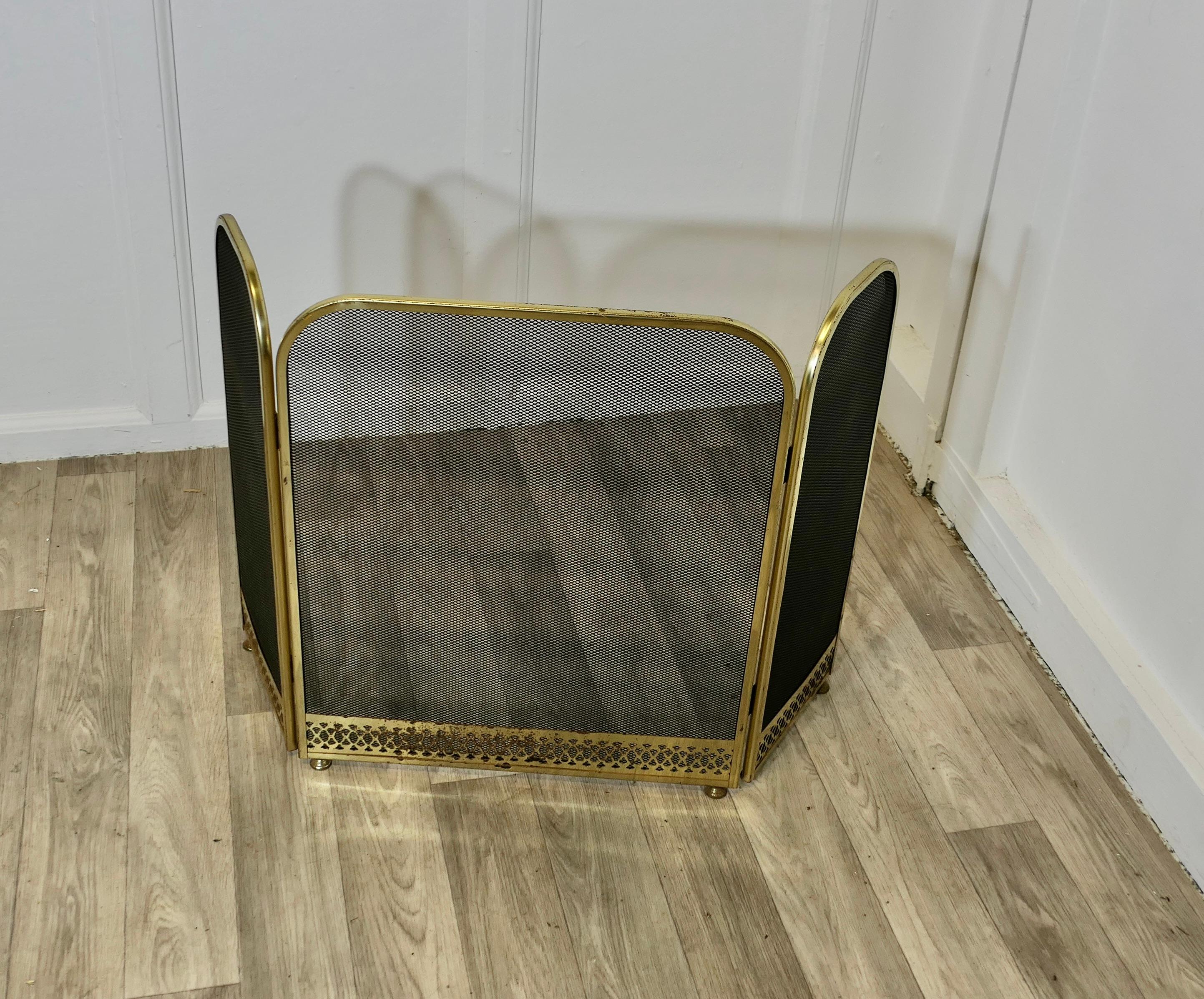 Adam Style Folding Brass Fire Guard, Spark Guard