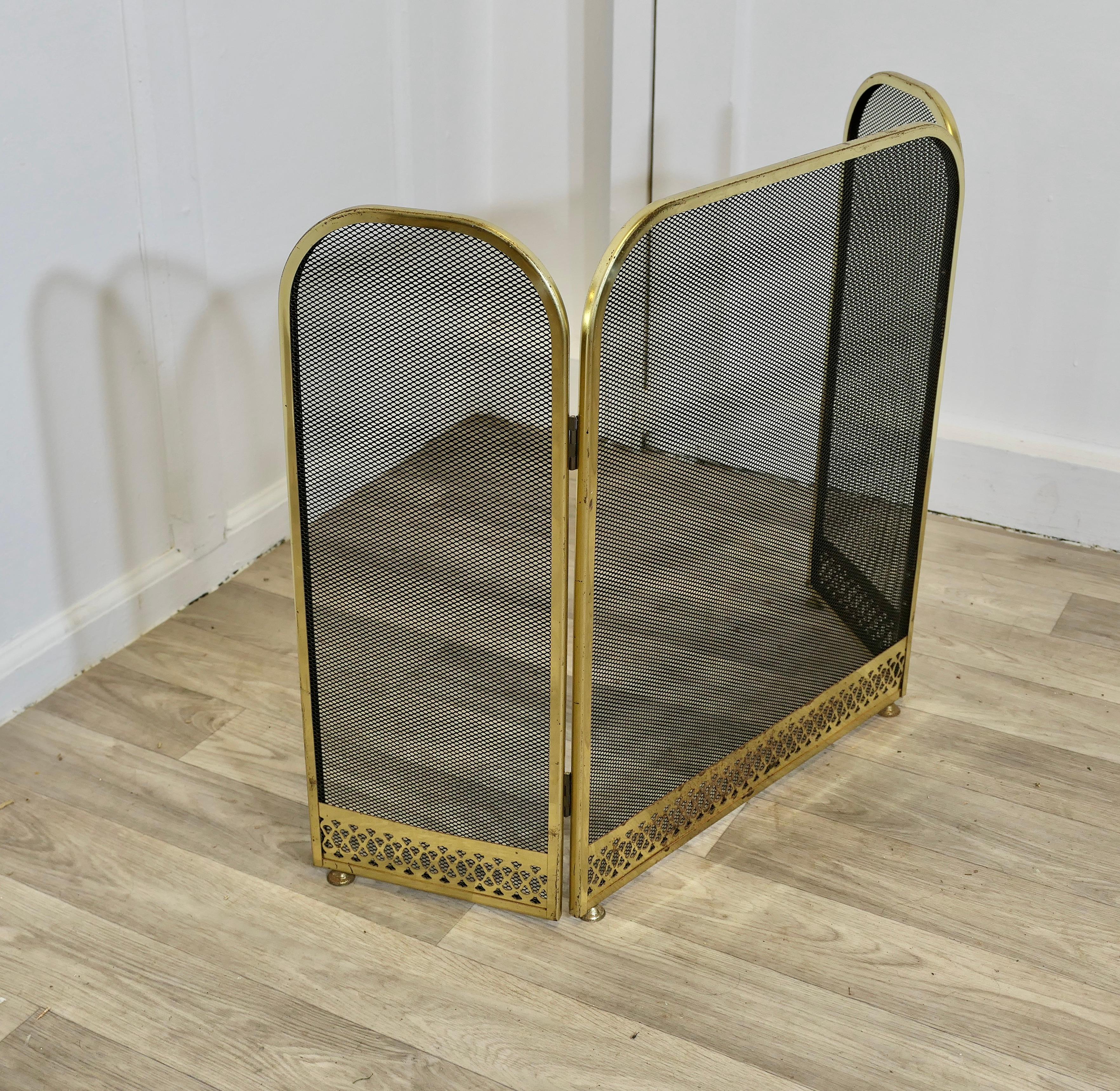 Early 20th Century Folding Brass Fire Guard, Spark Guard