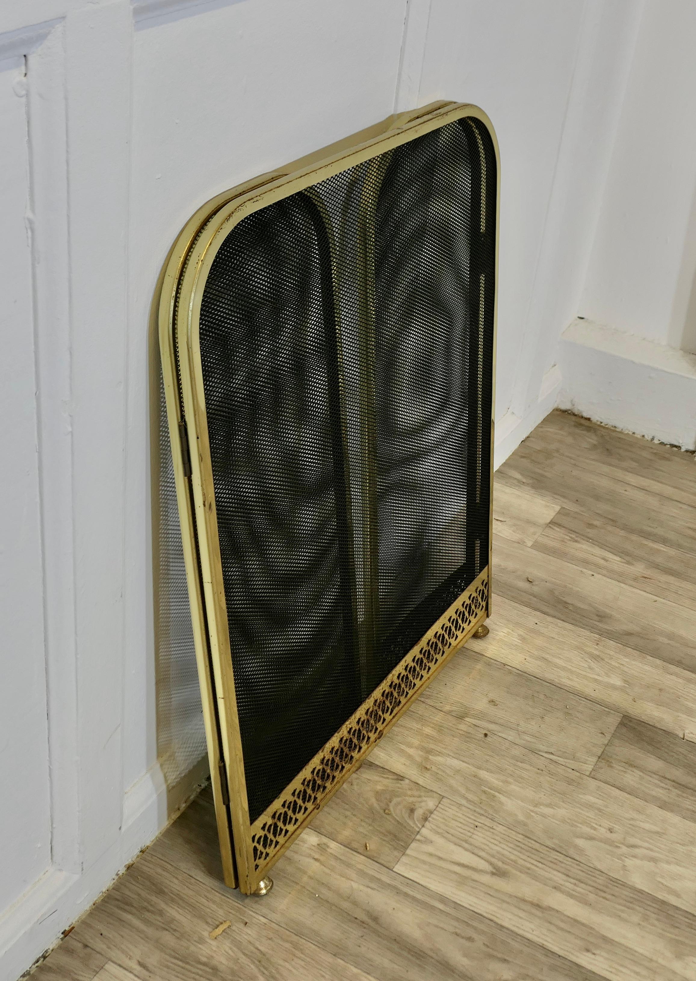 Folding Brass Fire Guard, Spark Guard 2