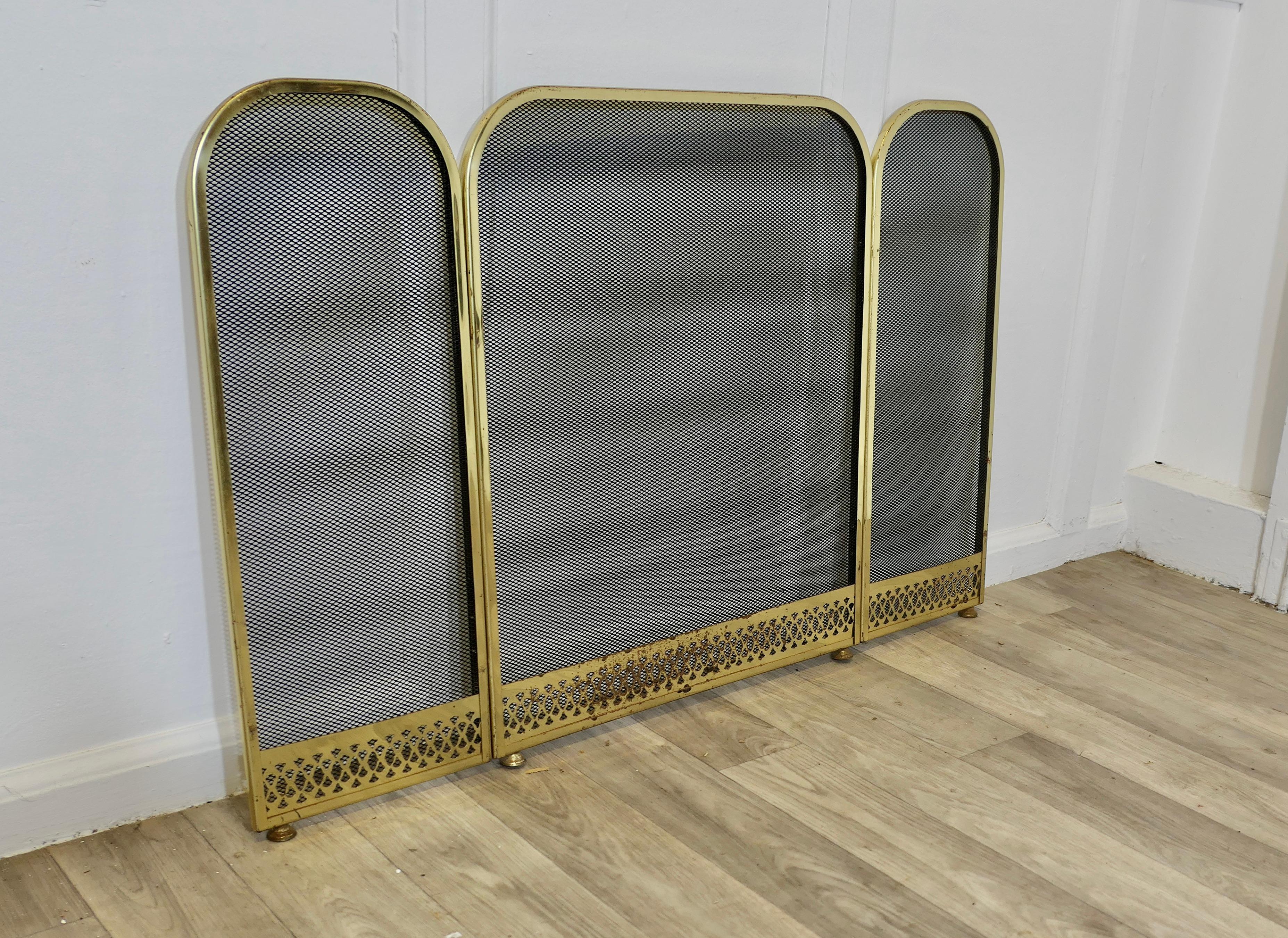 Folding Brass Fire Guard, Spark Guard 3