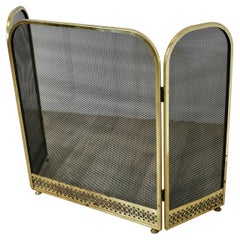 Antique Folding Brass Fire Guard, Spark Guard