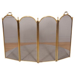 Folding Brass Fireplace Screen