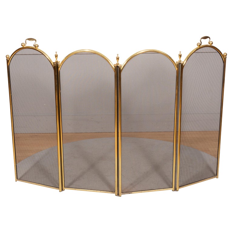Folding Brass Fireplace Screen For Sale at 1stDibs