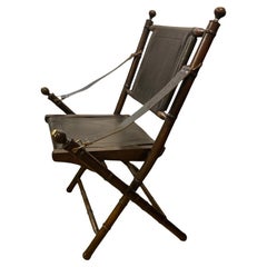 Silla de campaña plegable de cuero