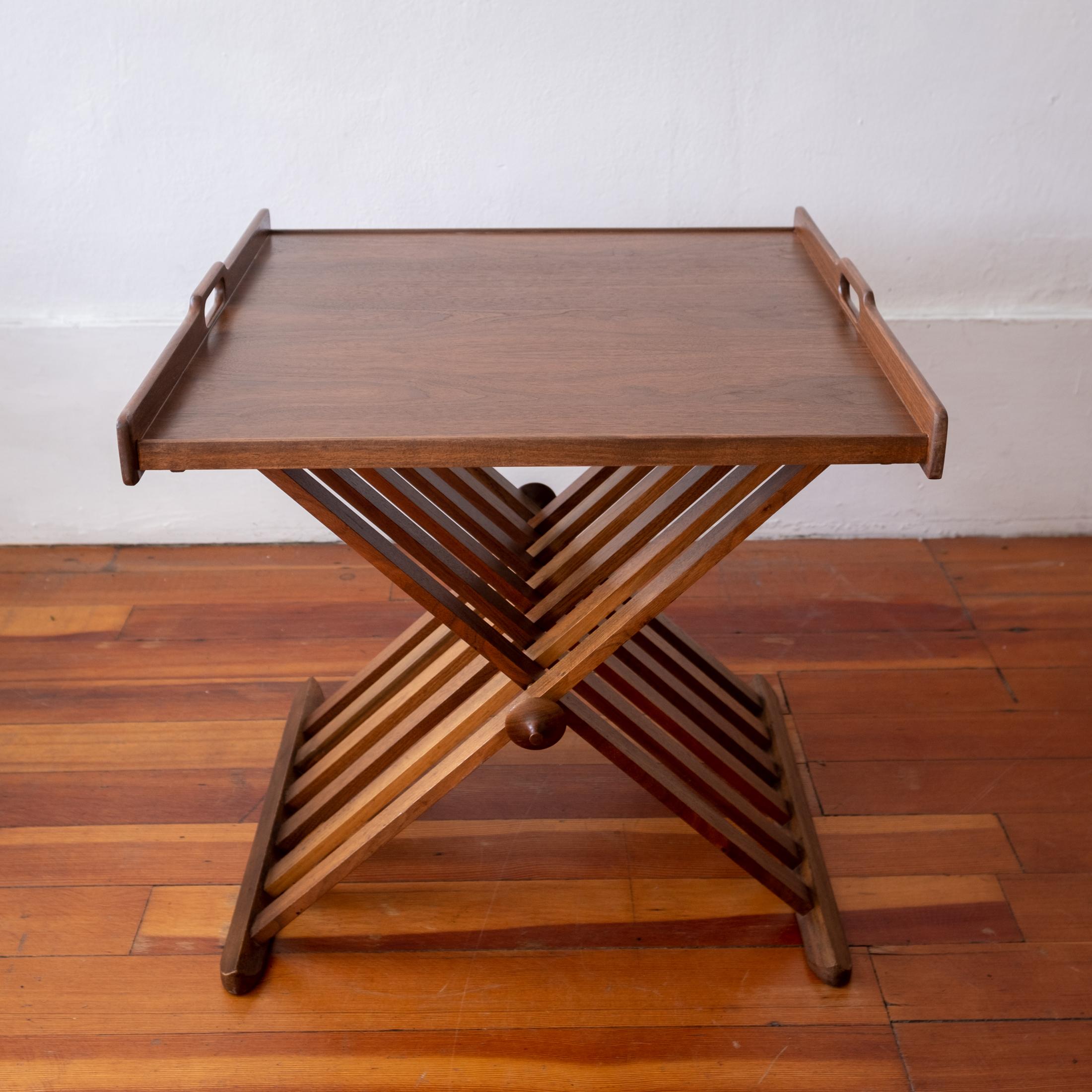 Mid-Century Modern Folding Campaign Tray Table by Kipp Stewart and Stewart McDougall