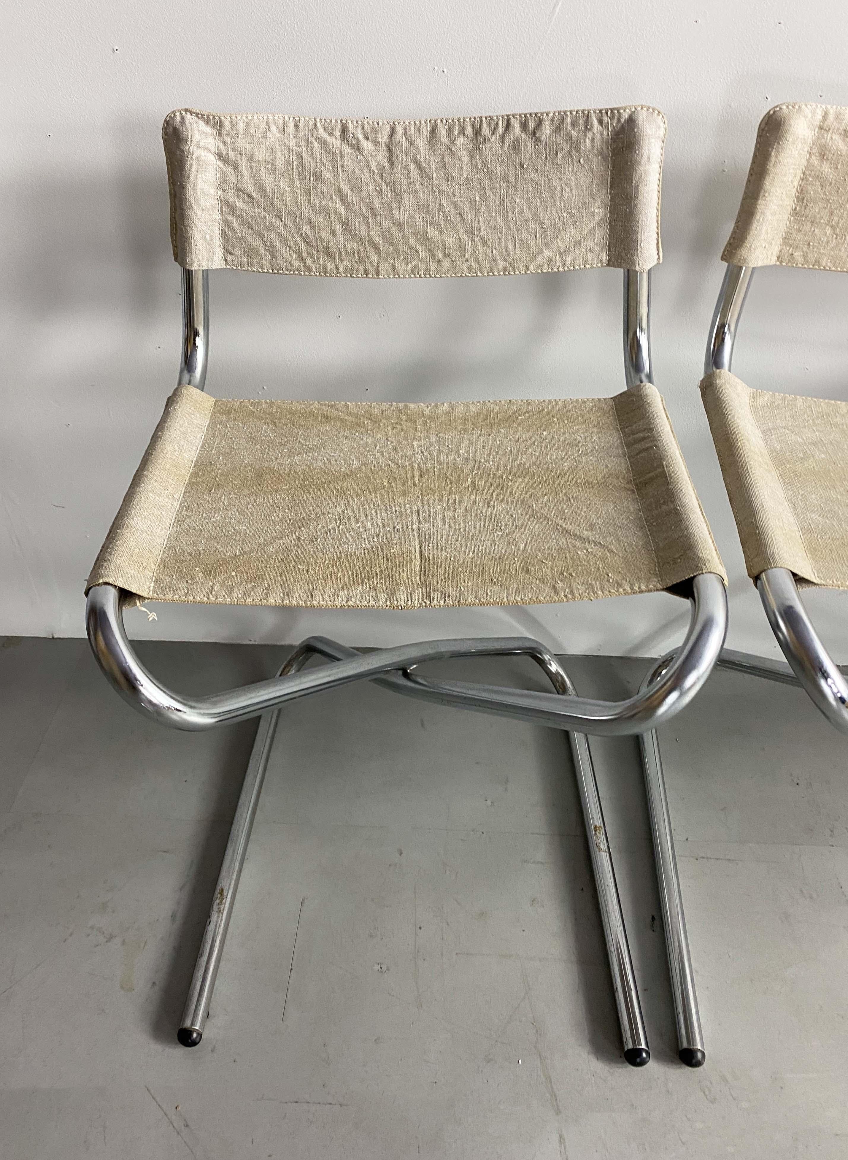 Mid-20th Century Folding Canvas and Chrome Tubular ‘Z’ Chair by Erik Magnussen, c.1960