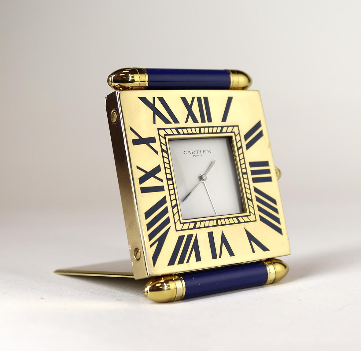Folding Cartier Desk Alarm Clock In Excellent Condition In Amersham, GB