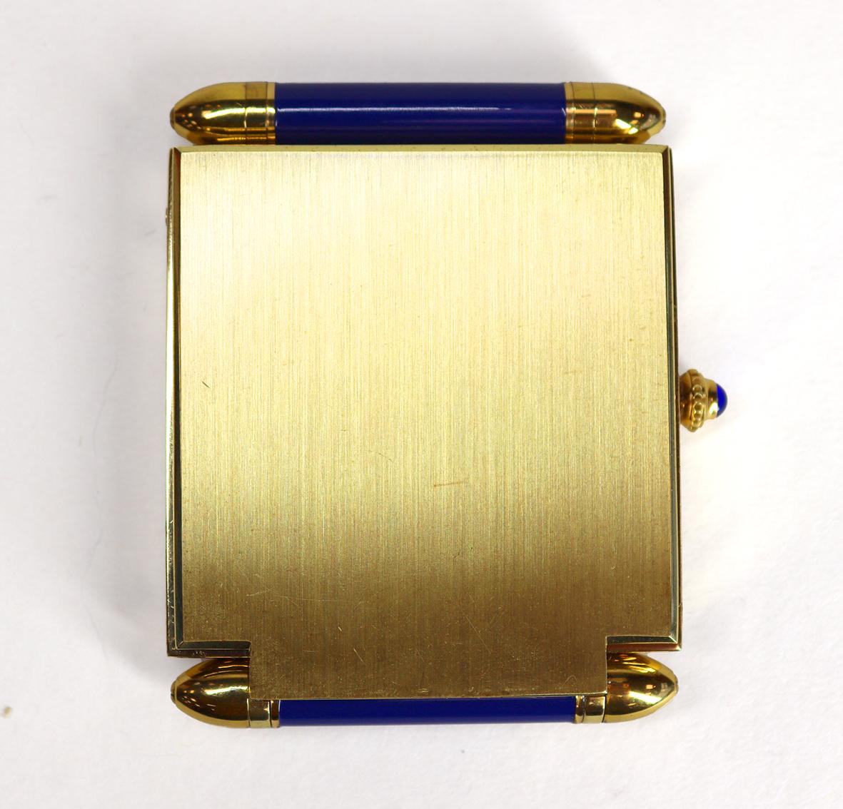 Gold Plate Folding Cartier Desk Alarm Clock