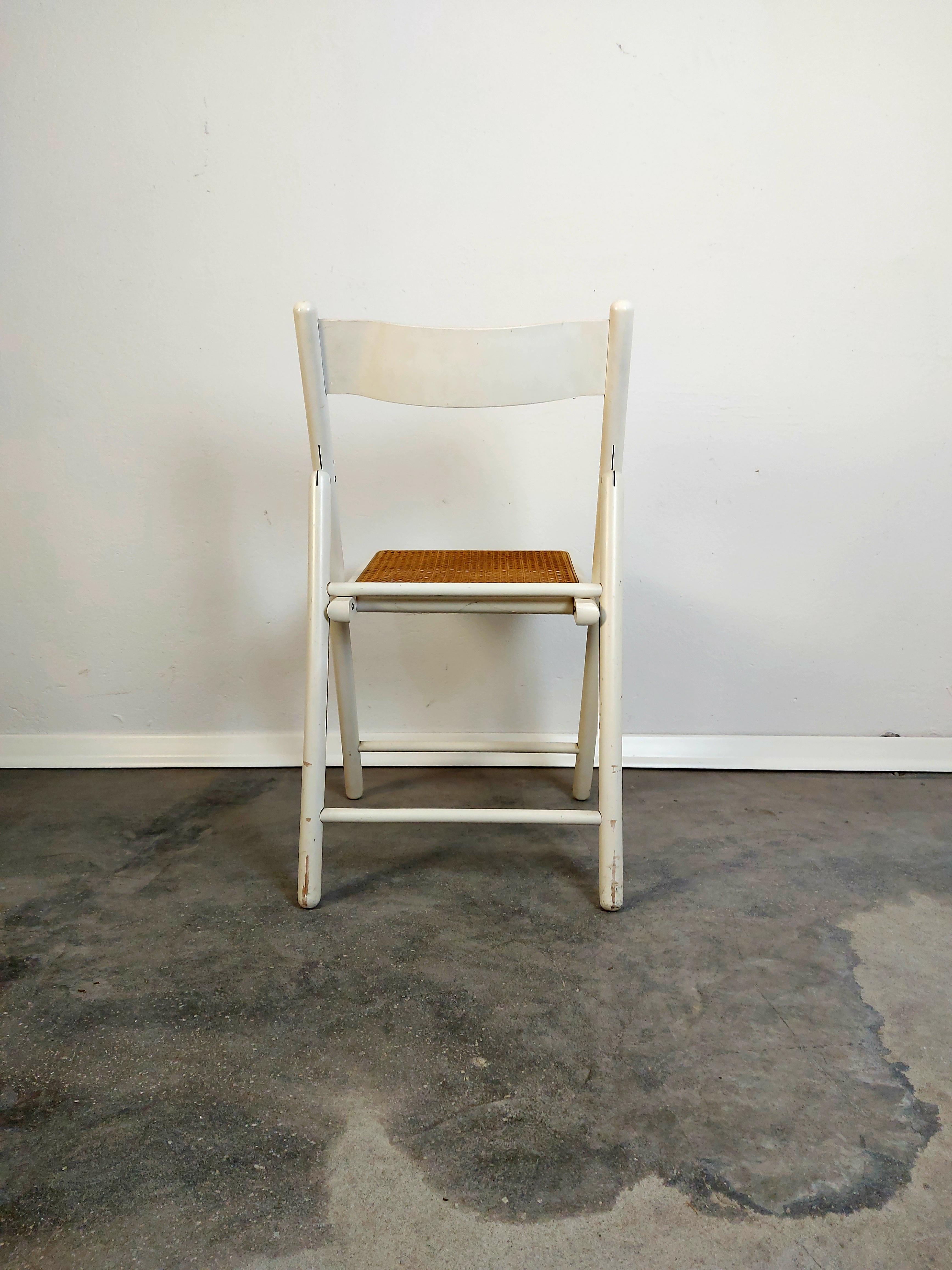 Cane Folding chair, 1970s For Sale