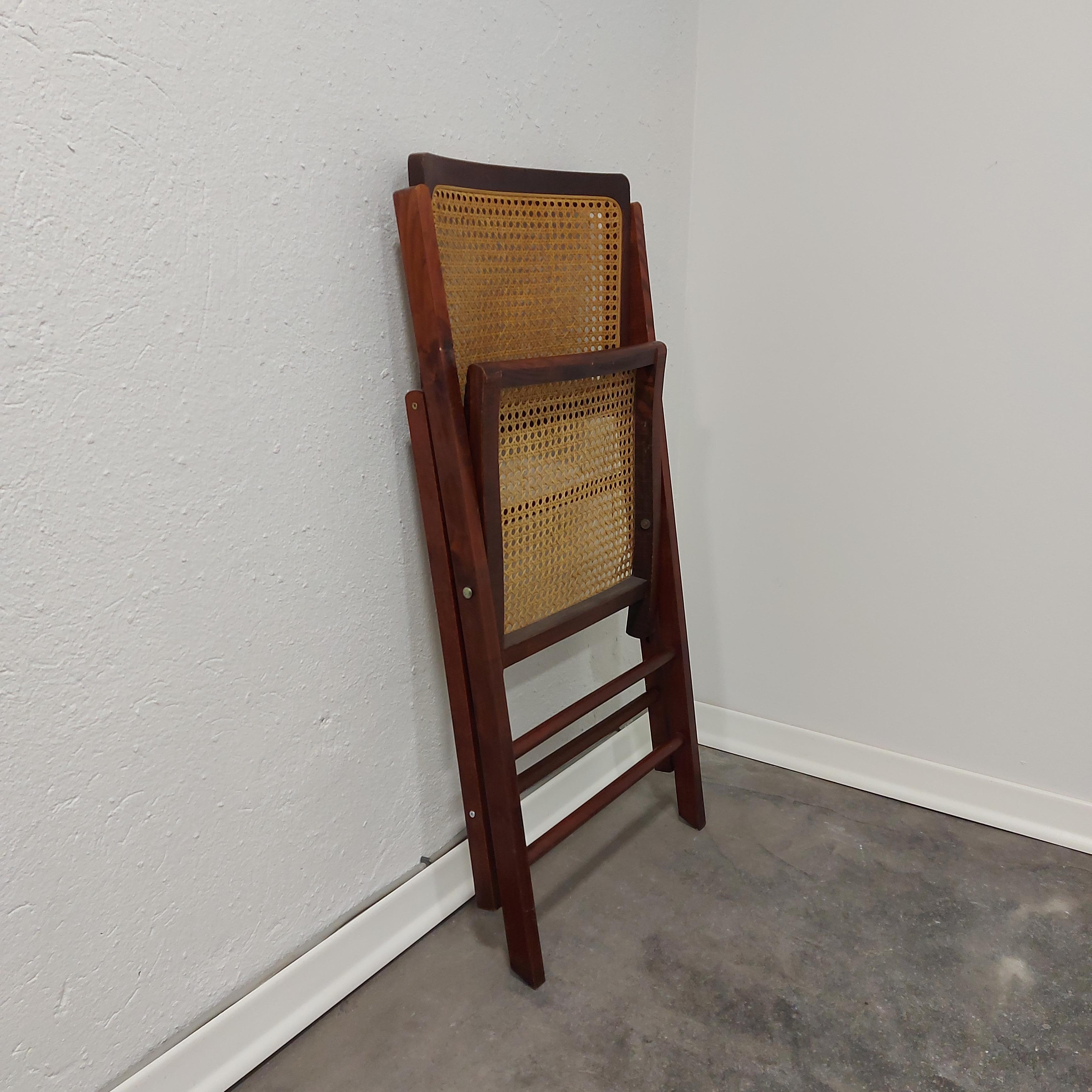 Cane Folding chair 1970s For Sale