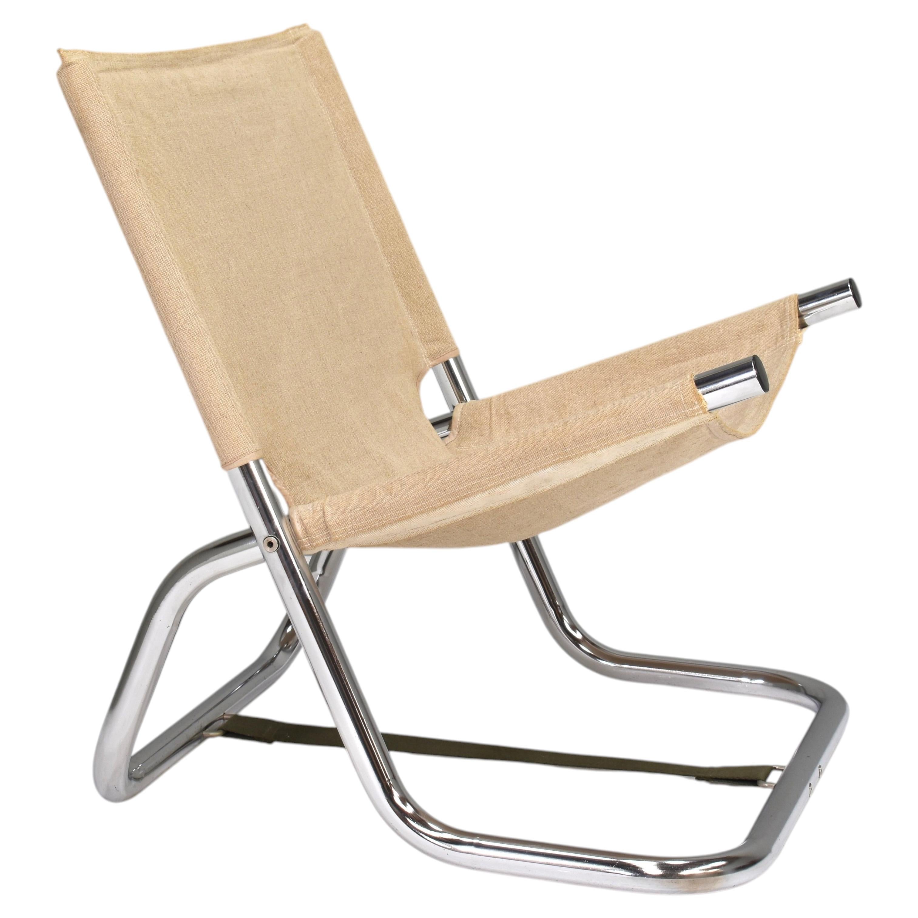 Folding chair by or in the style of Börje Johanson in Canvas, Scandinavia 1970's For Sale