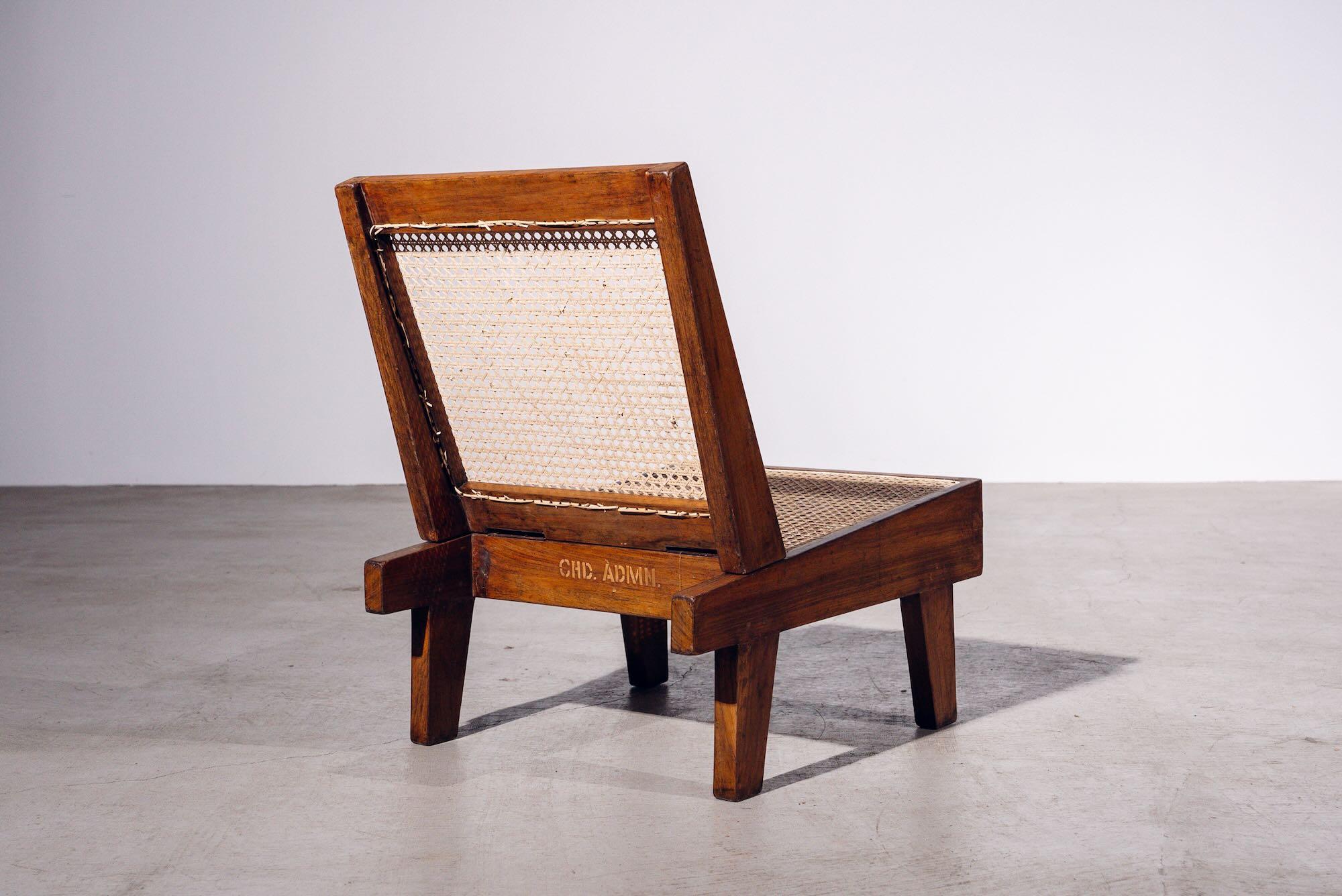 Hand-Woven Folding Chair by Pierre Jeanneret for Chandigarh, India, Circa 1960 For Sale