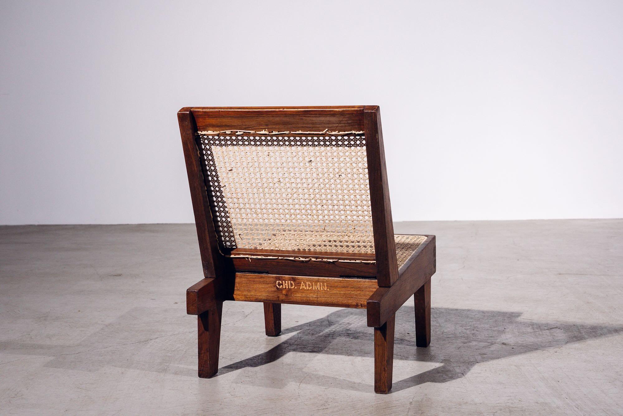Hand-Woven Folding Chair by Pierre Jeanneret for Chandigarh, India, Circa 1960 For Sale