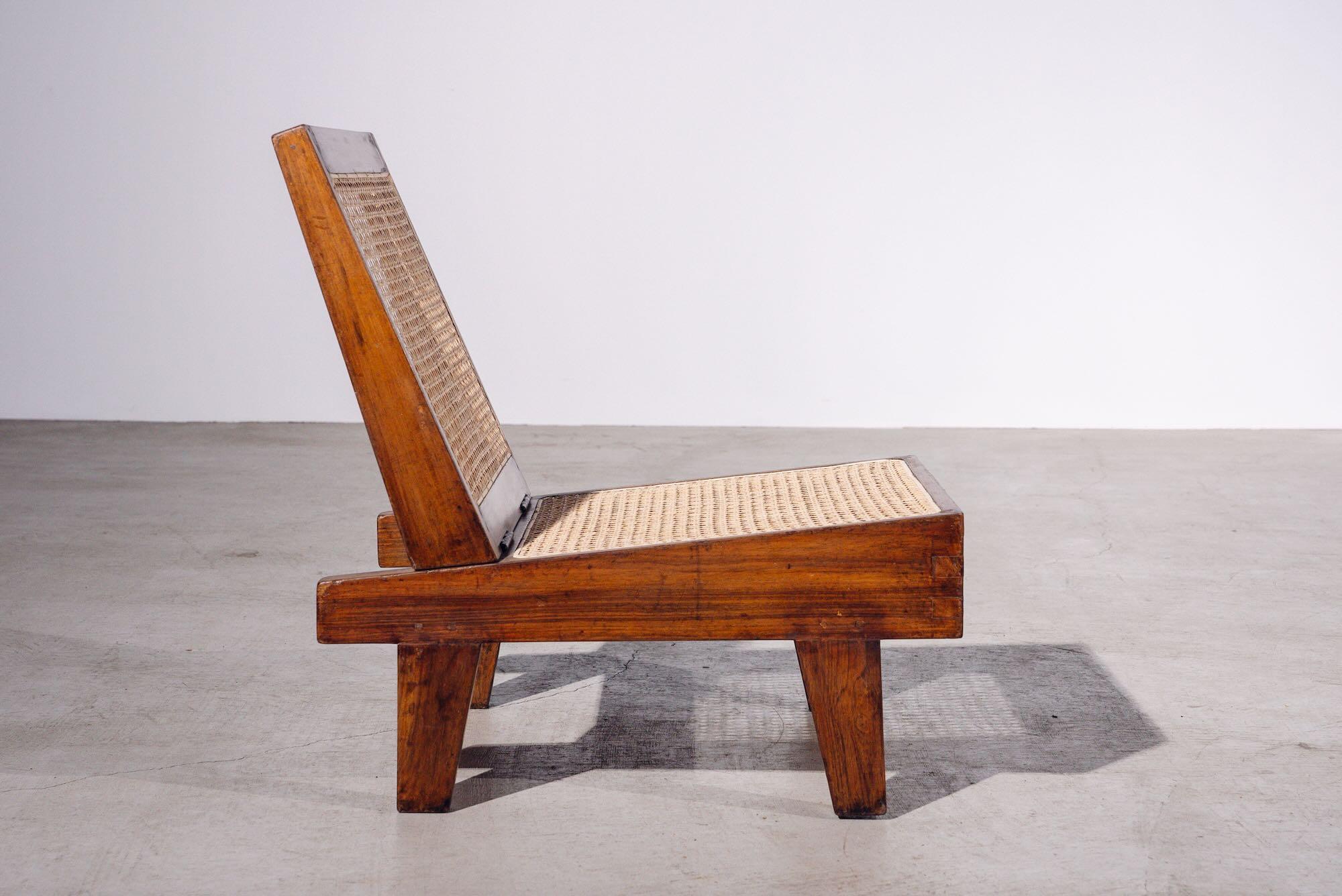 Cane Folding Chair by Pierre Jeanneret for Chandigarh, India, Circa 1960 For Sale