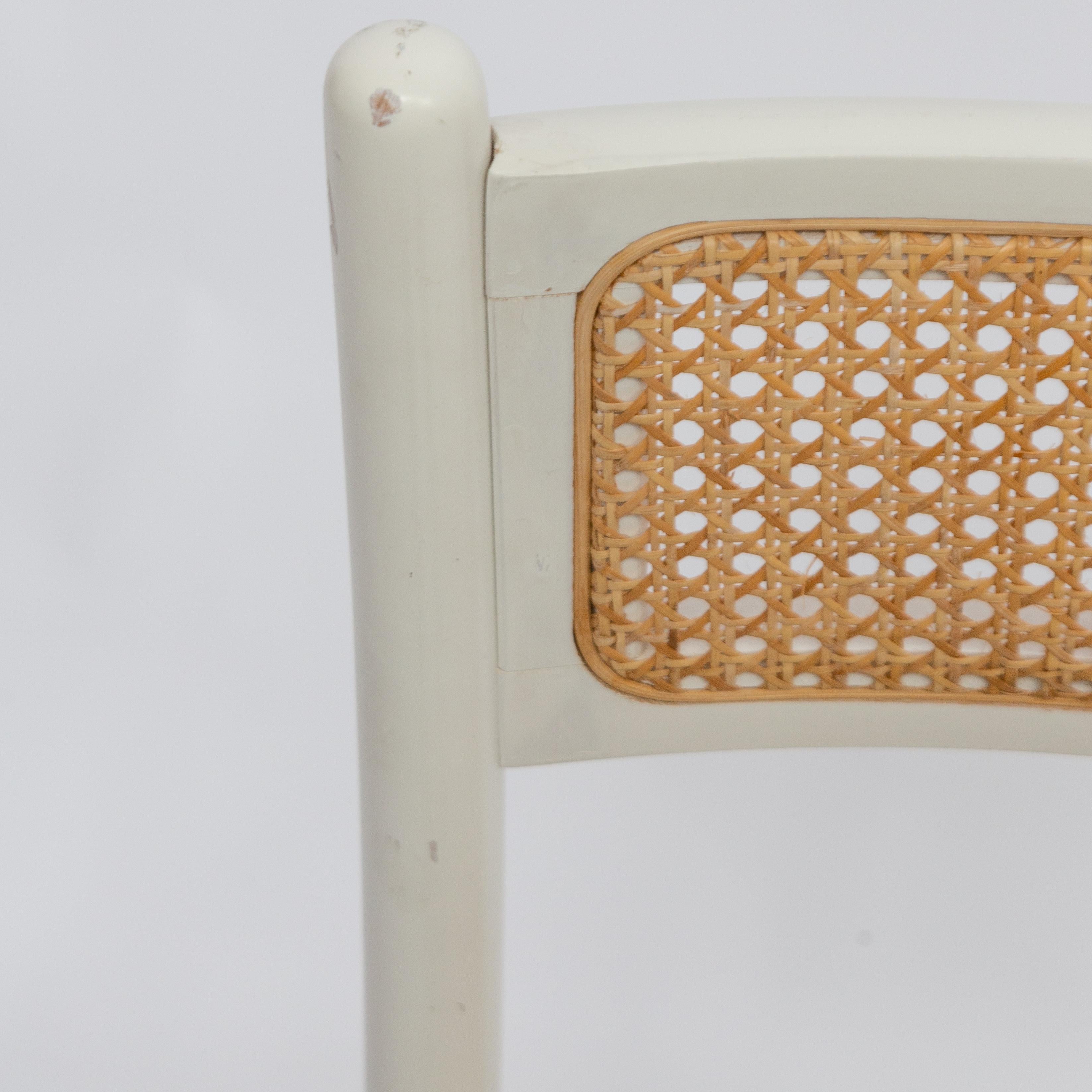 Folding Chair in White Lacquered Wood with Webbing Seat and Backrest 1960s-1970s 4