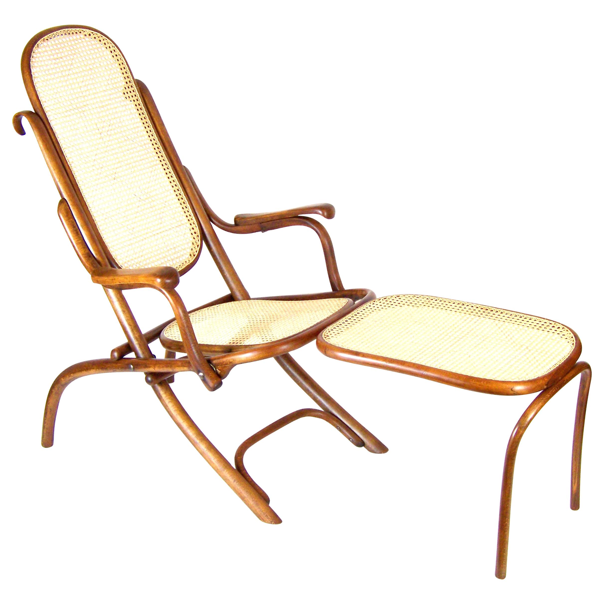 Folding Chair Thonet Nr.1 with Arms and Legrest, since 1883 For Sale