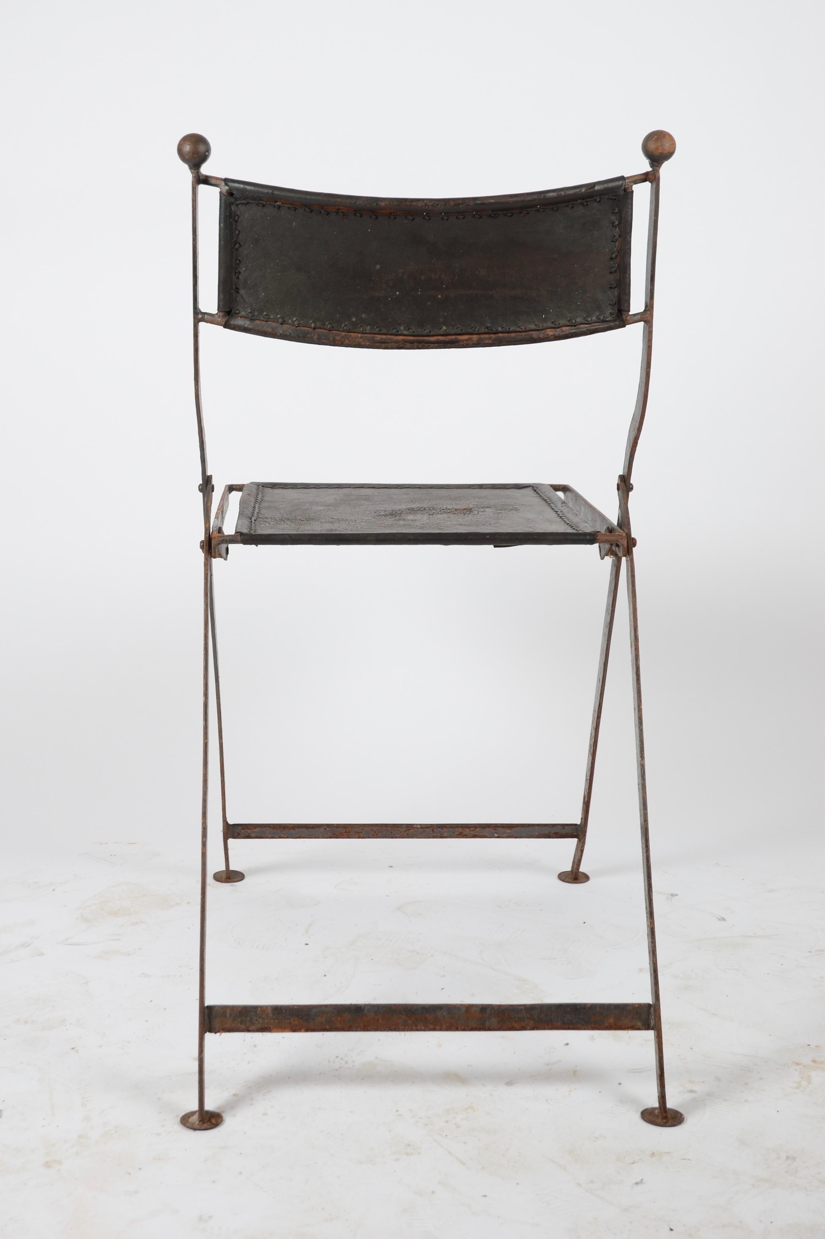 Folding Chairs, Leather, France, 1920s-1930s 4