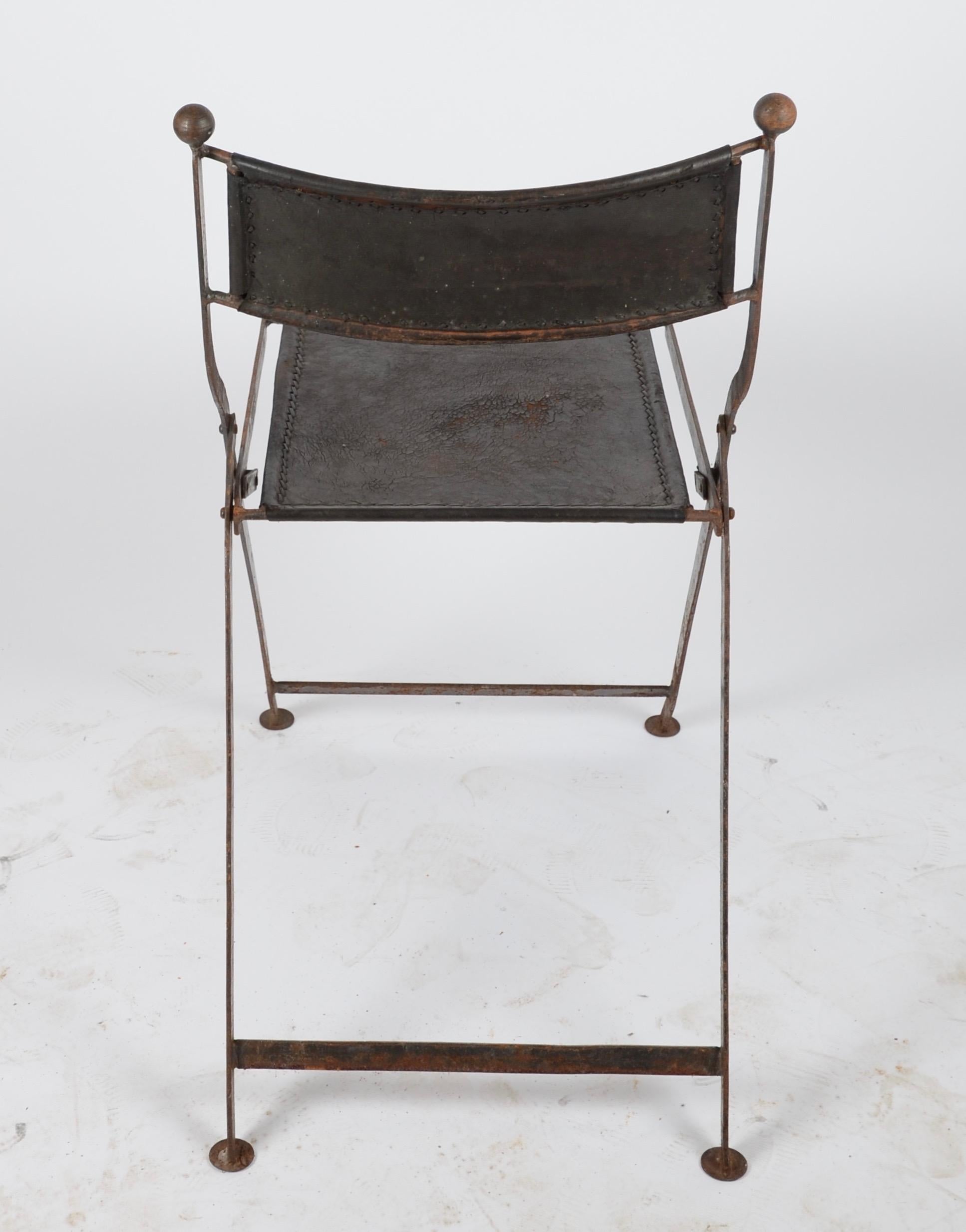 Folding Chairs, Leather, France, 1920s-1930s 6