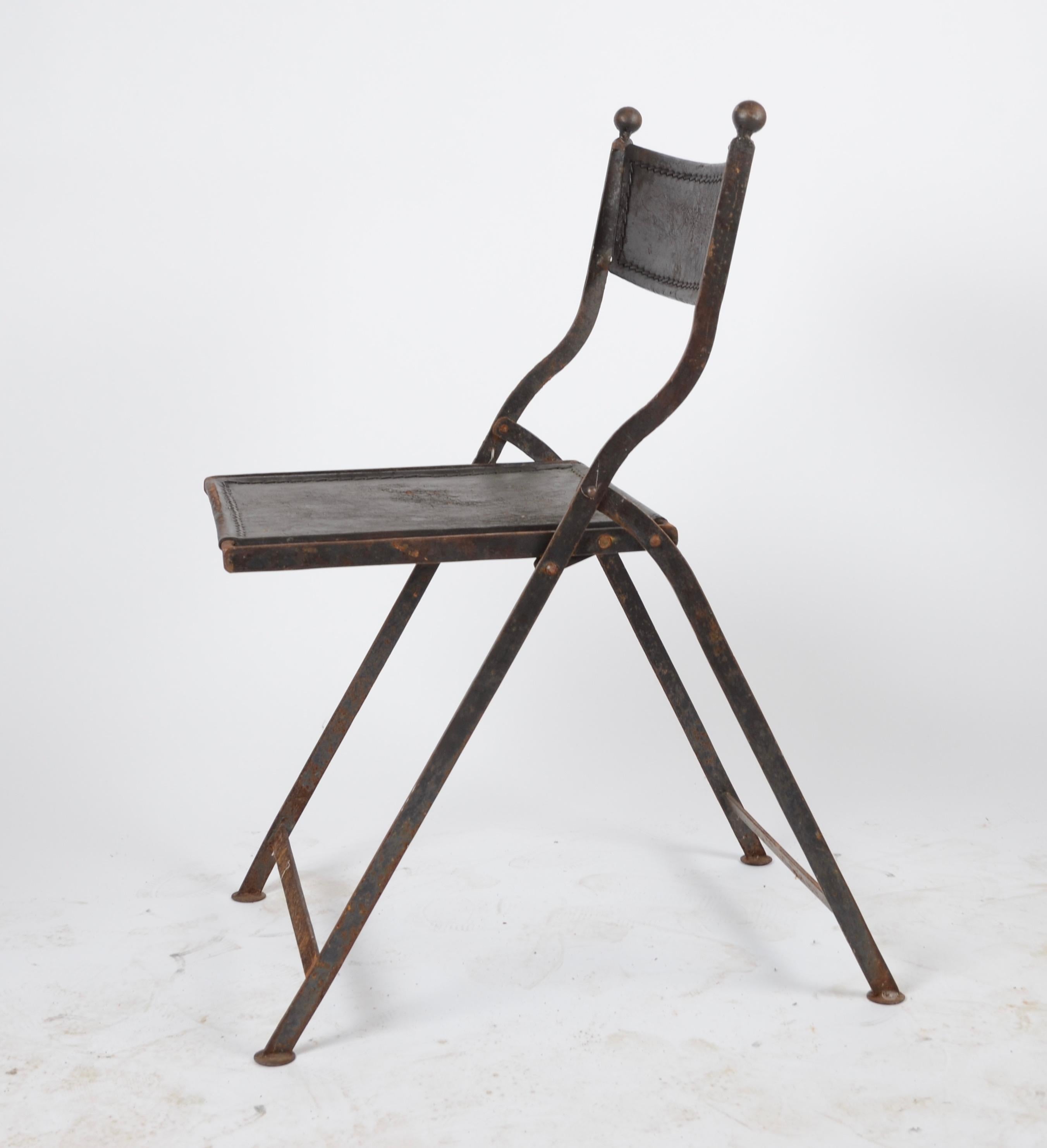 Folding Chairs, Leather, France, 1920s-1930s 7
