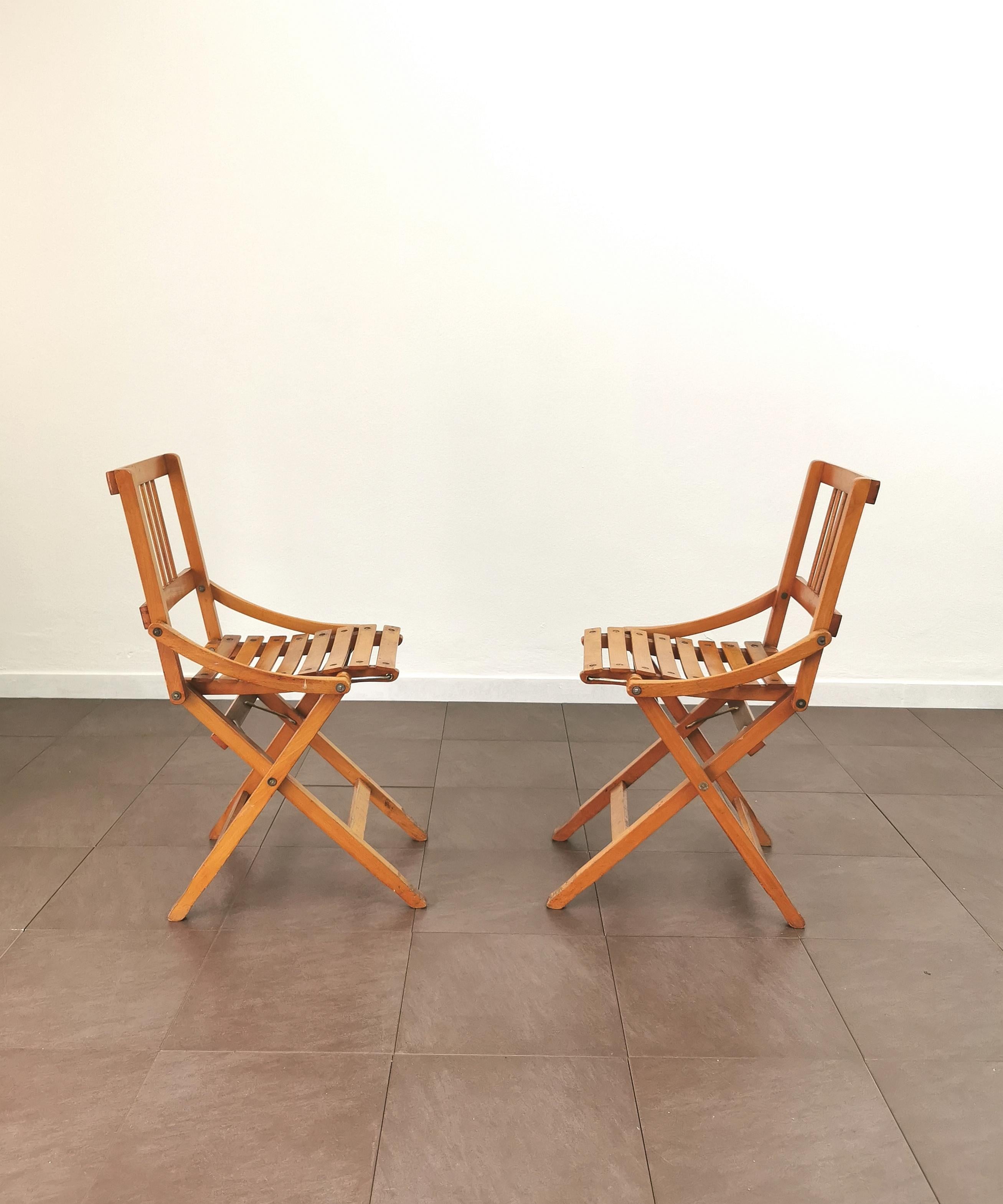 Folding Chairs Wood Fratelli Reguitti Midcentury Italian Design 1950s Set of 15 2