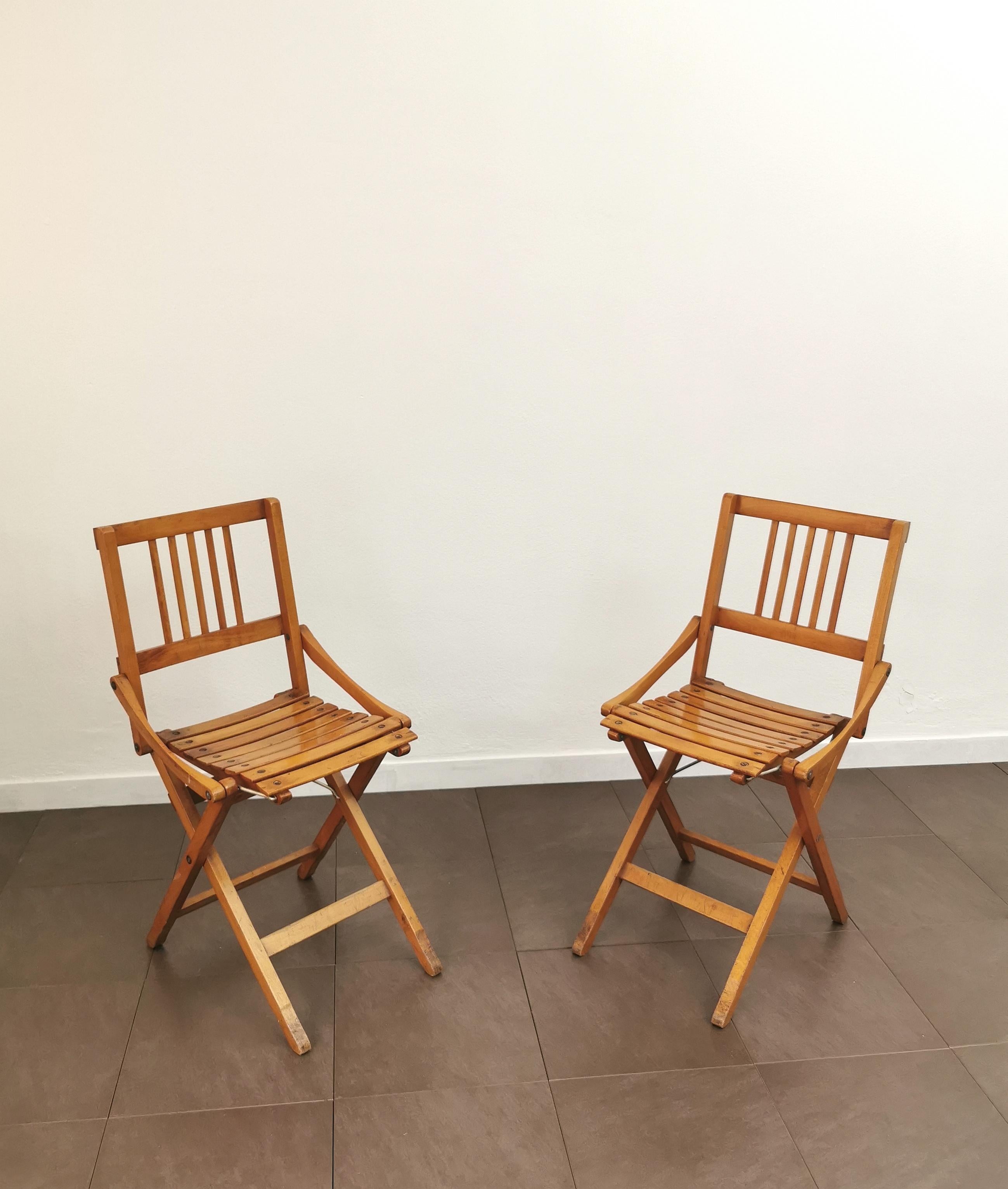 Folding Chairs Wood Fratelli Reguitti Midcentury Italian Design 1950s Set of 15 5