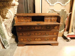 Folding chest of drawers in walnut with inlays, Italy