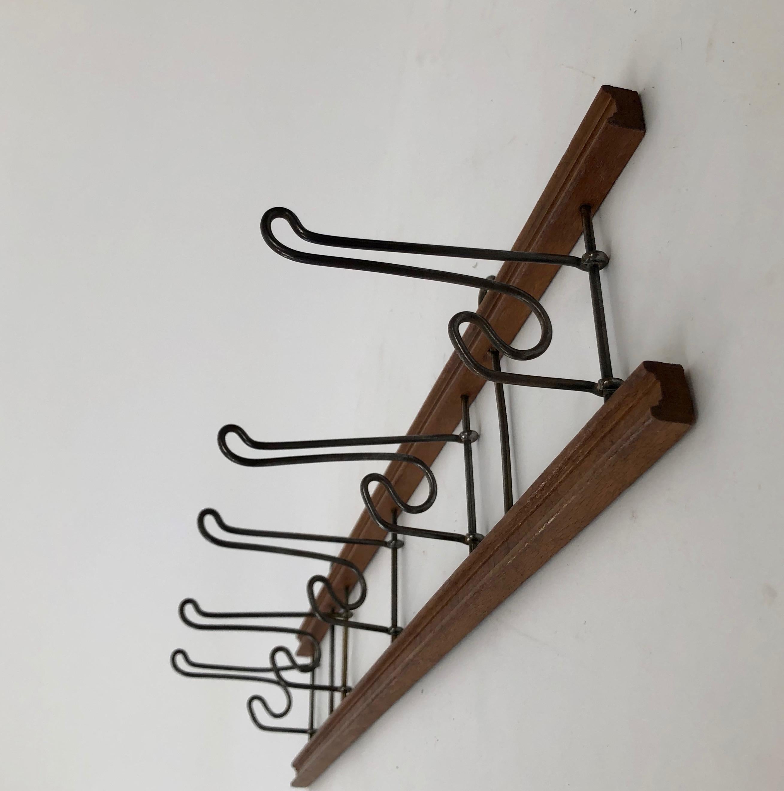 Slovak Folding Coat Rack about 1900 made from Walnut and bent Metal For Sale