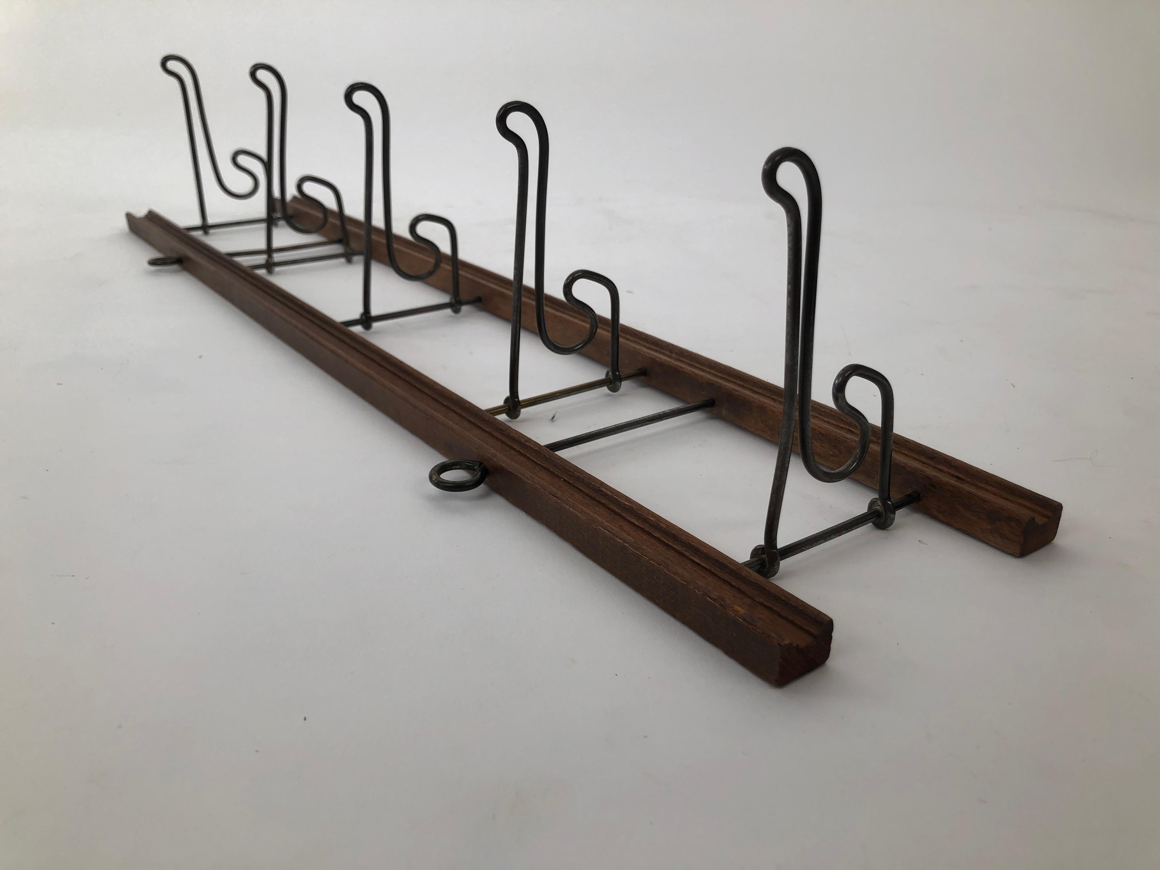 Late 19th Century Folding Coat Rack about 1900 made from Walnut and bent Metal For Sale