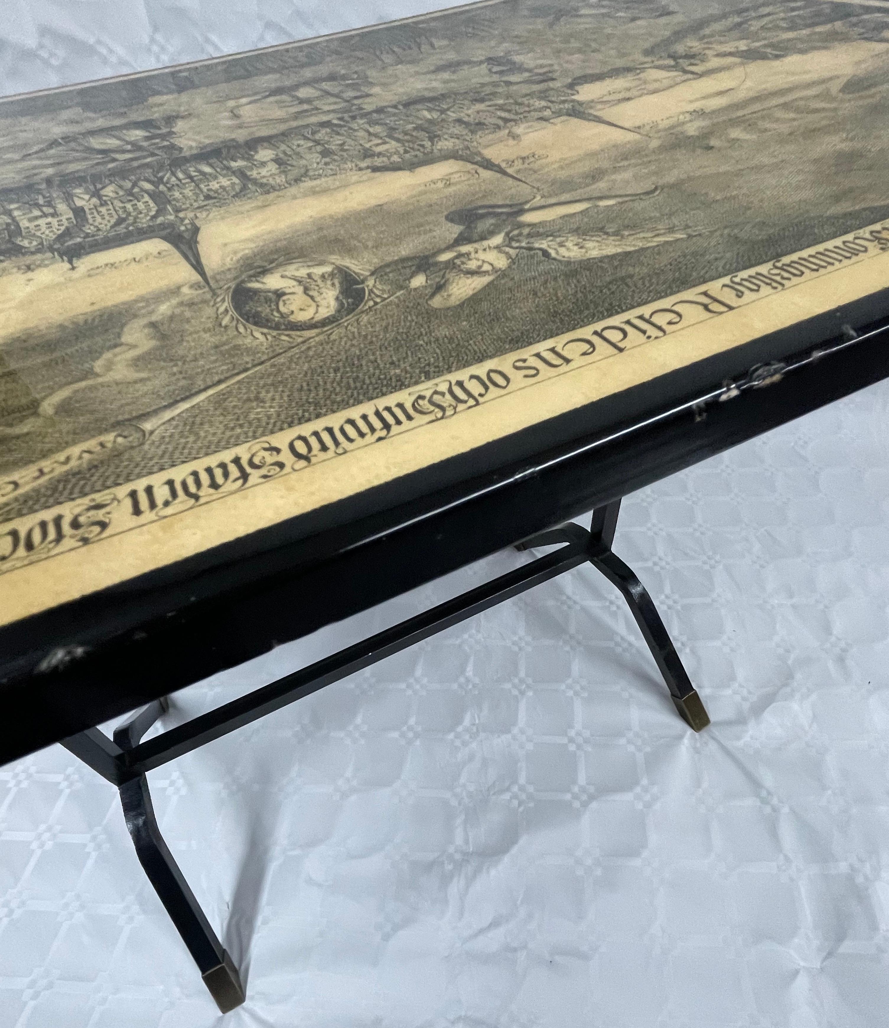 Folding Coffee Table in Painted Metal and Ebonized Wood, Circa 1960 For Sale 1