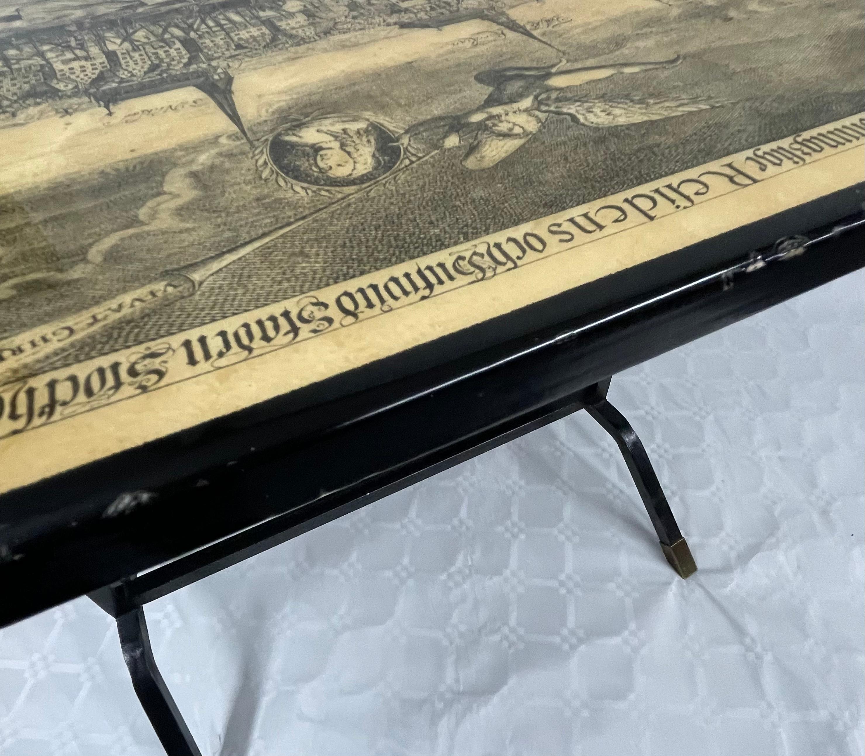 Folding Coffee Table in Painted Metal and Ebonized Wood, Circa 1960 For Sale 2