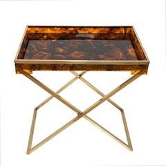 Folding Coffee Table, Lucite Turtle Butler Serving Tray, Rizzo Style, Italy