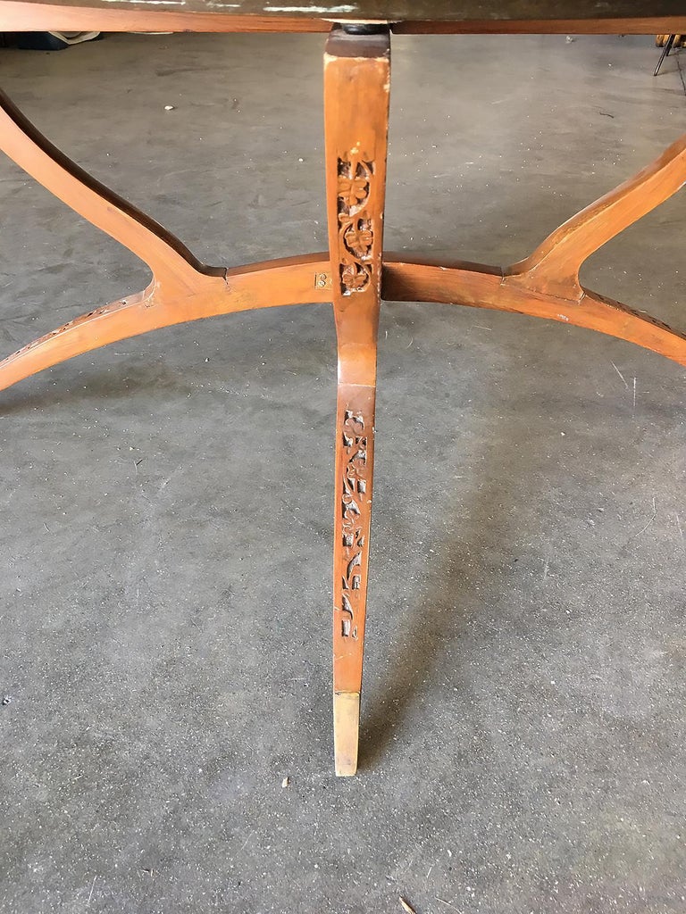 Folding Coffee Table with Brass Charger Tray For Sale at 1stDibs