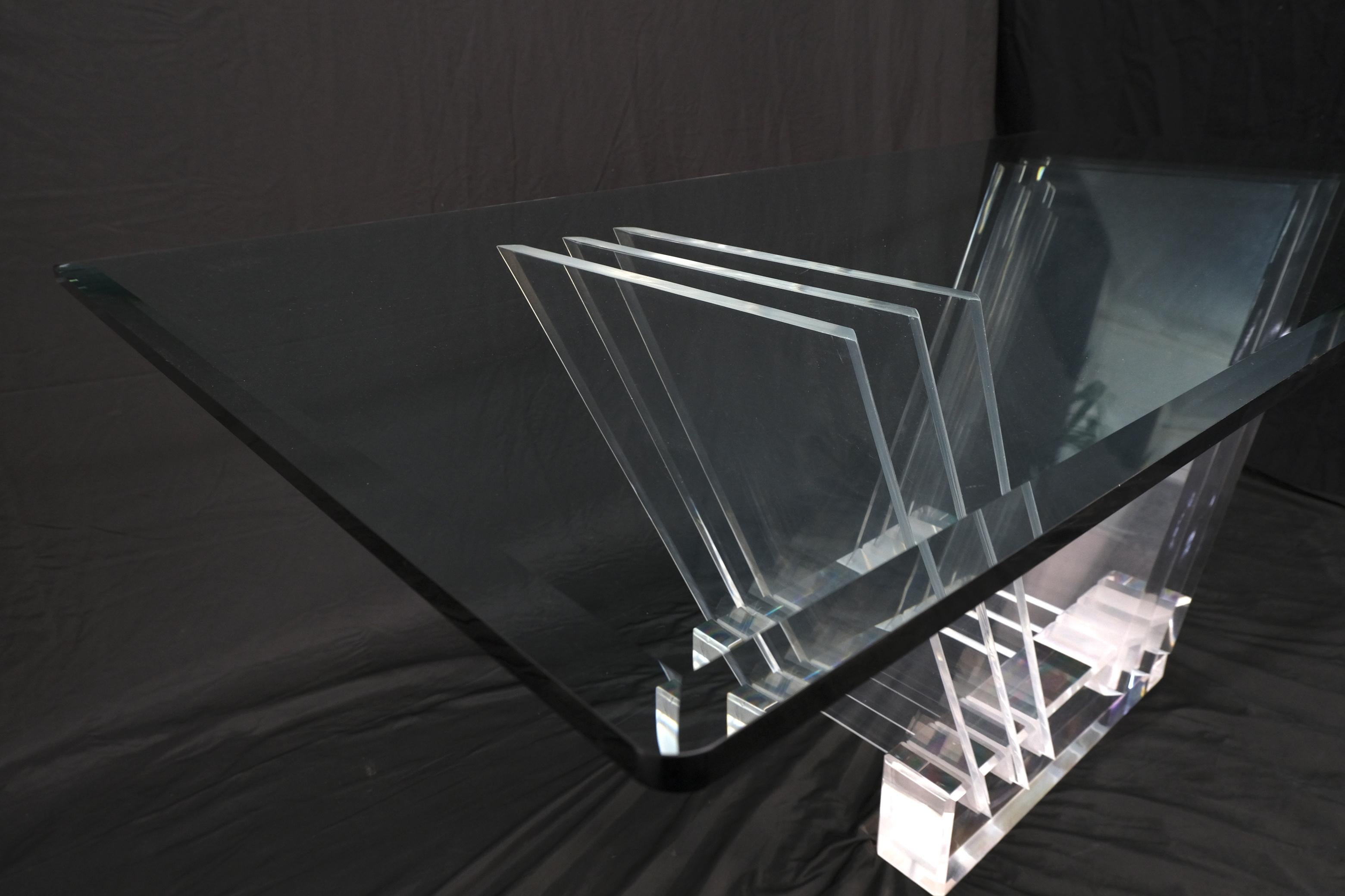 Zusammenklappbarer Esstisch mit Glasplatte aus Lucite, Mitte des Jahrhunderts, Modern im Angebot 3