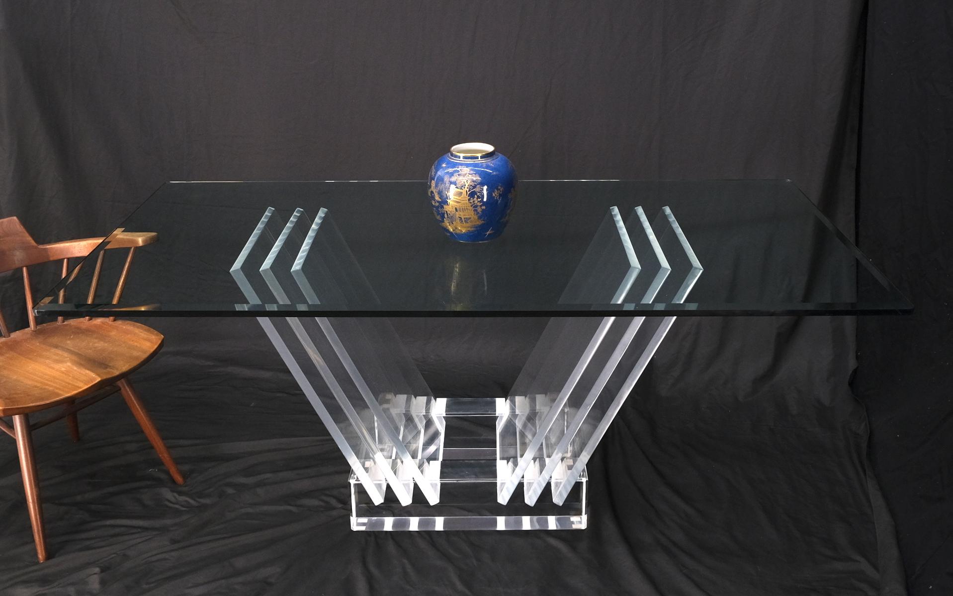 Zusammenklappbarer Esstisch mit Glasplatte aus Lucite, Mitte des Jahrhunderts, Modern im Angebot 10