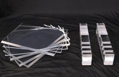 Folding Collapsible Lucite Base Glass Top Mid-Century Modern Dining Table